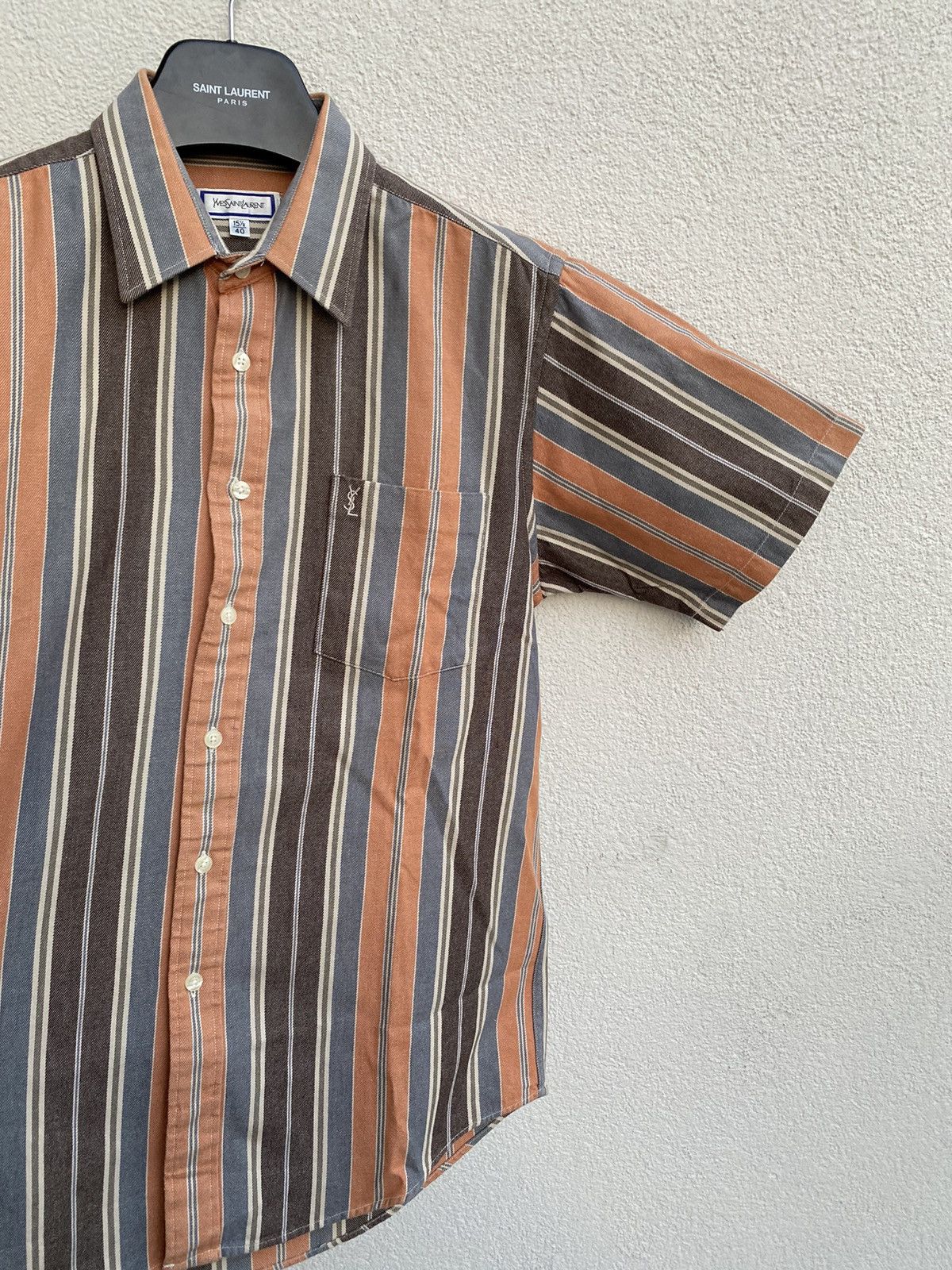 Yves Saint Laurent 90s YSL Shirt Rare Short Sleeve Button Up Collar Vintage y2k Size US L / EU 52-54 / 3 - 13 Thumbnail