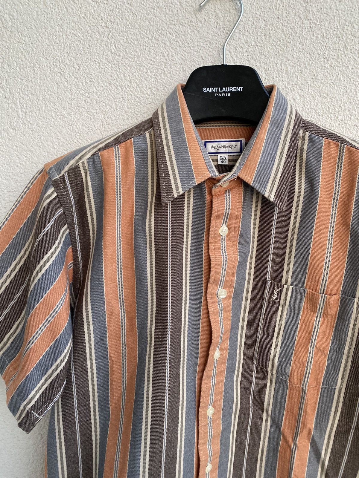 Yves Saint Laurent 90s YSL Shirt Rare Short Sleeve Button Up Collar Vintage y2k Size US L / EU 52-54 / 3 - 9 Thumbnail