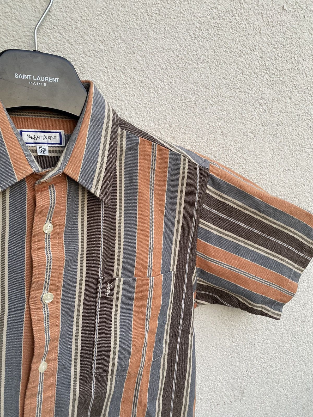 Striped Shirt Vintage Ysl Shirt Mens 90s Summer YSL Shirt Cotton