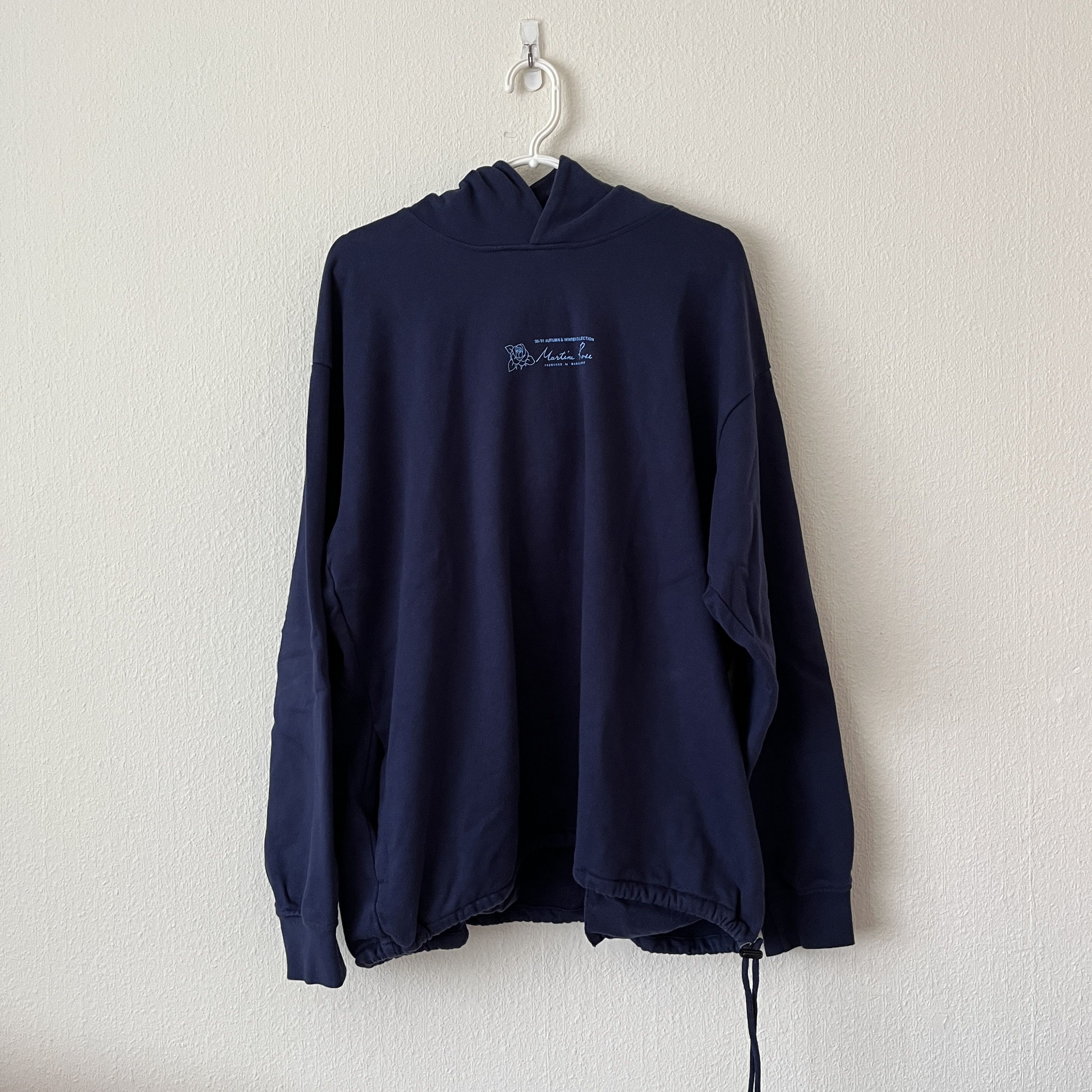 Martine Rose Navy Classic Triple Drawstring Logo Hoodie