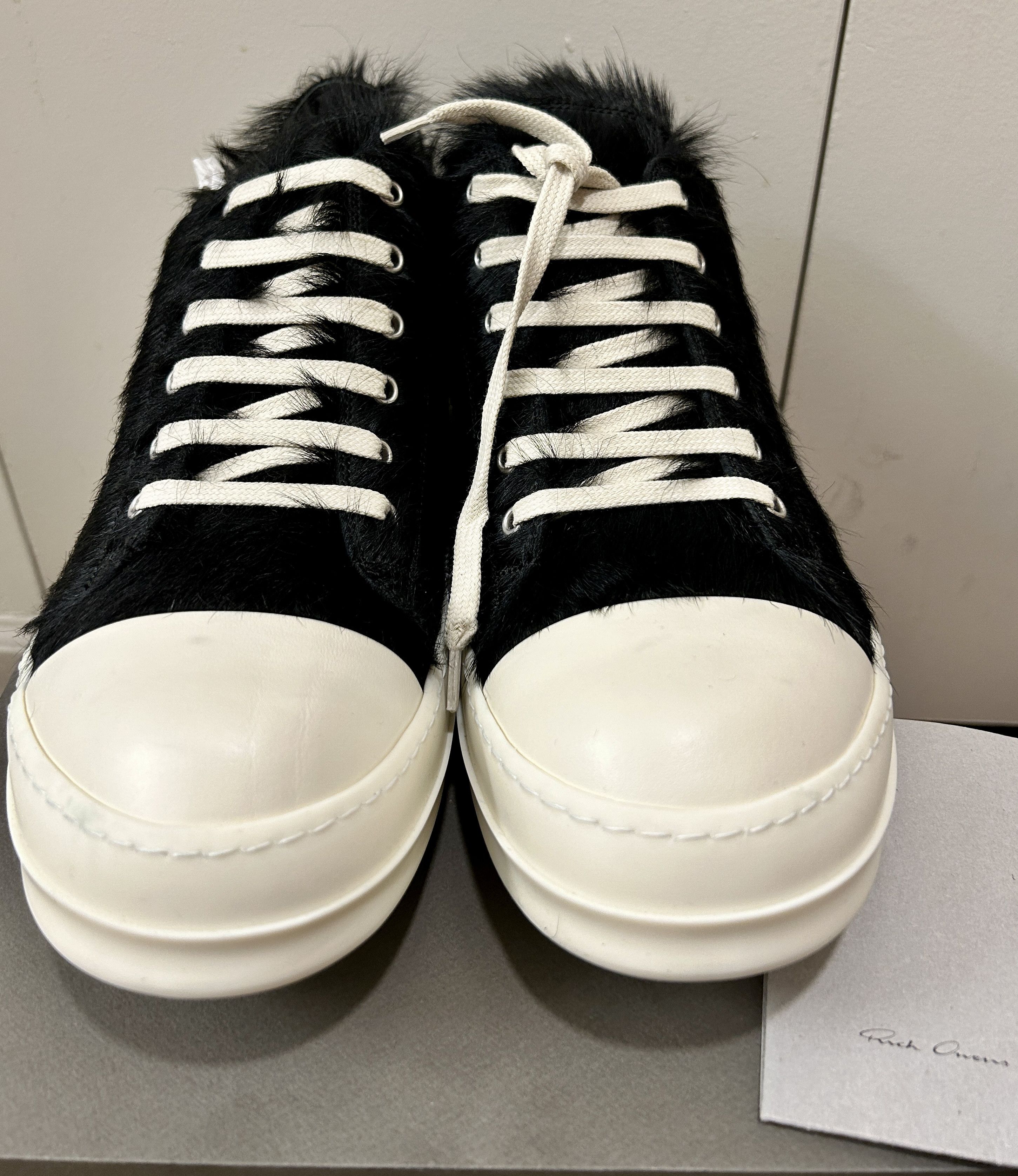 Rick Owens RICK OWENS Calf Hair Low Ramones in Black/Milk Size US 10.5 / EU 43-44 - 4 Thumbnail