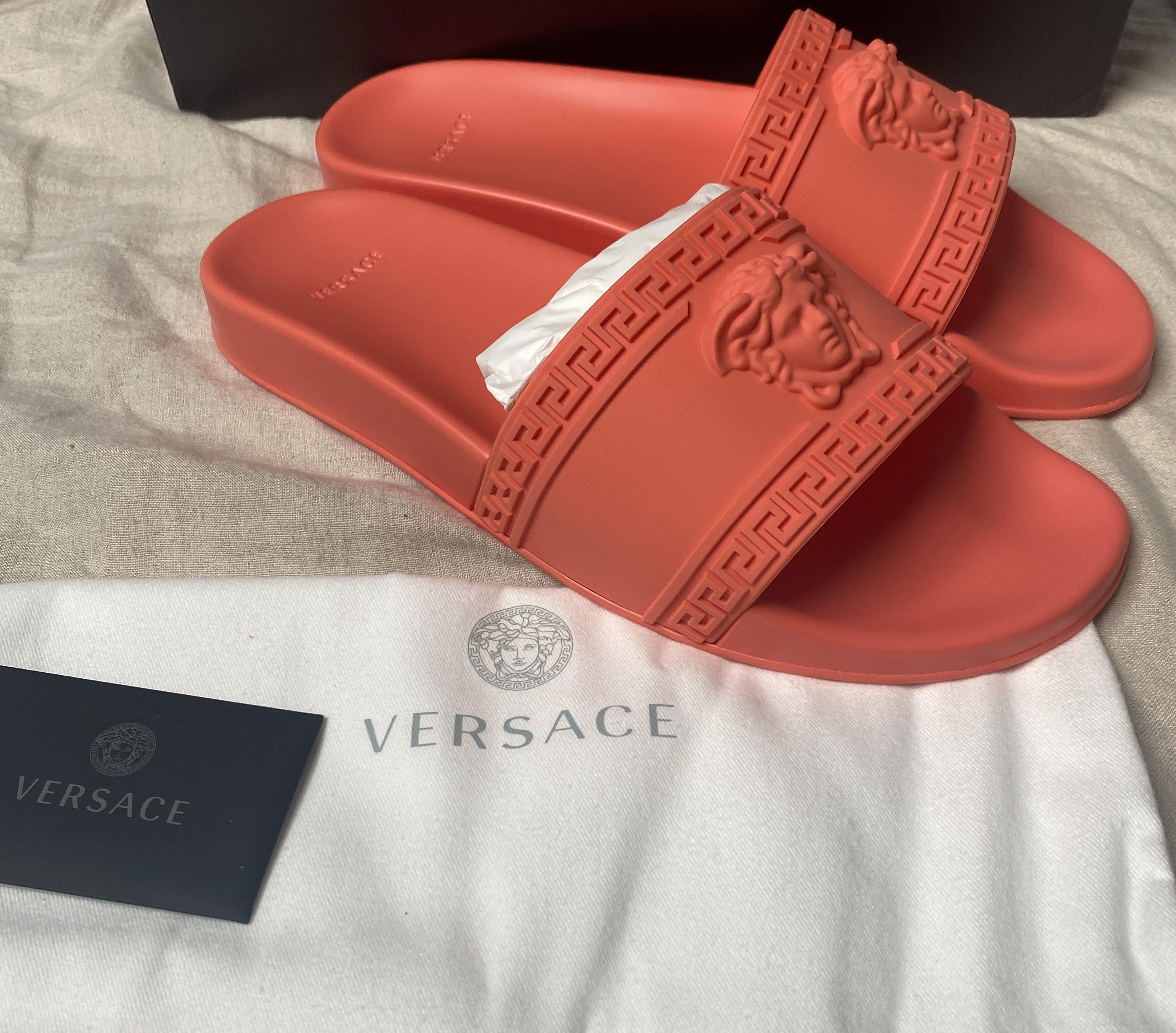 Versace versace medusa bright coral slides pool Size US 13 / EU 46 - 2 Thumbnail