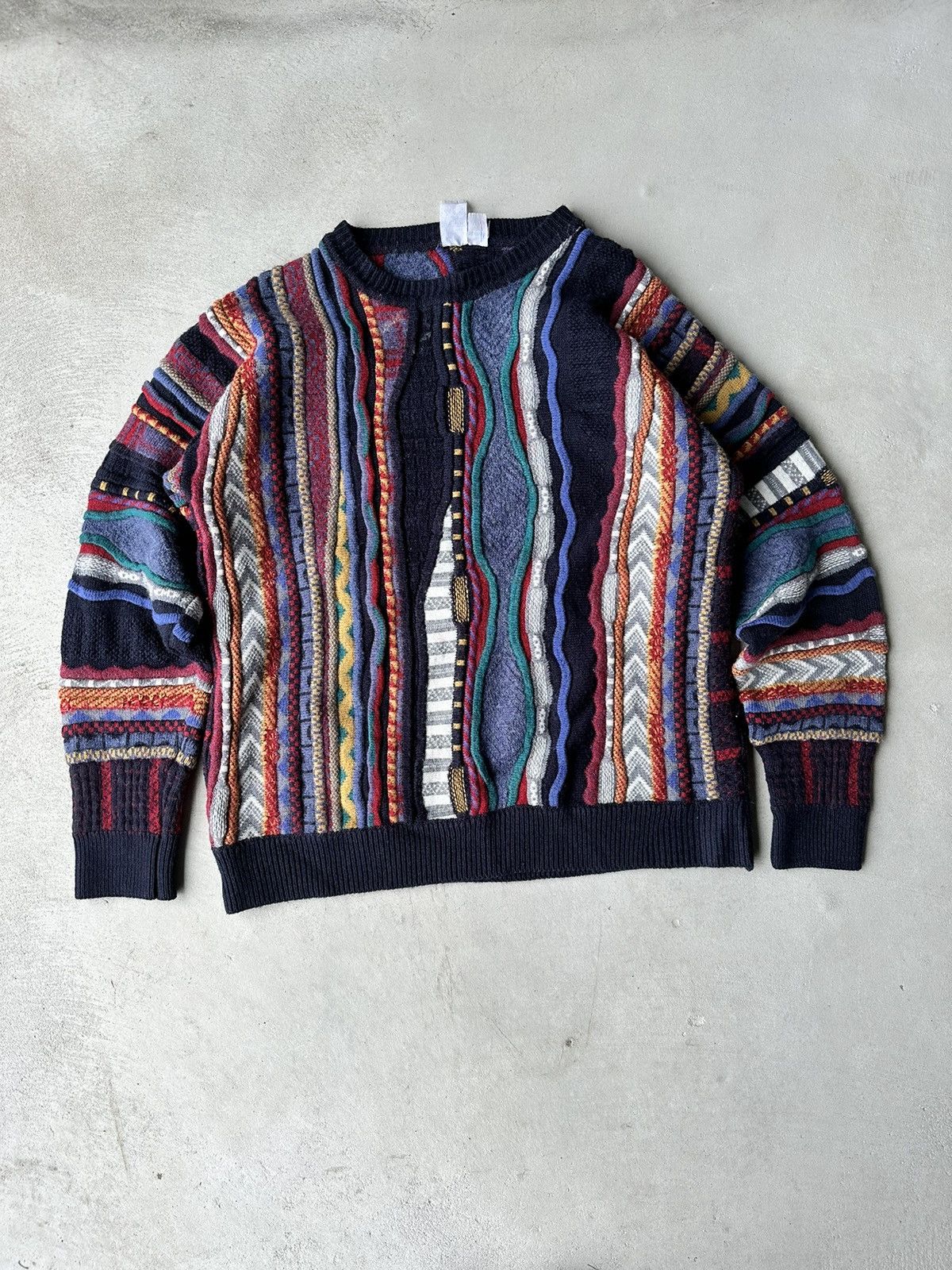 image of Coloured Cable Knit Sweater x Vintage Sweater With Coogi Vibes, Men's (Size Small)