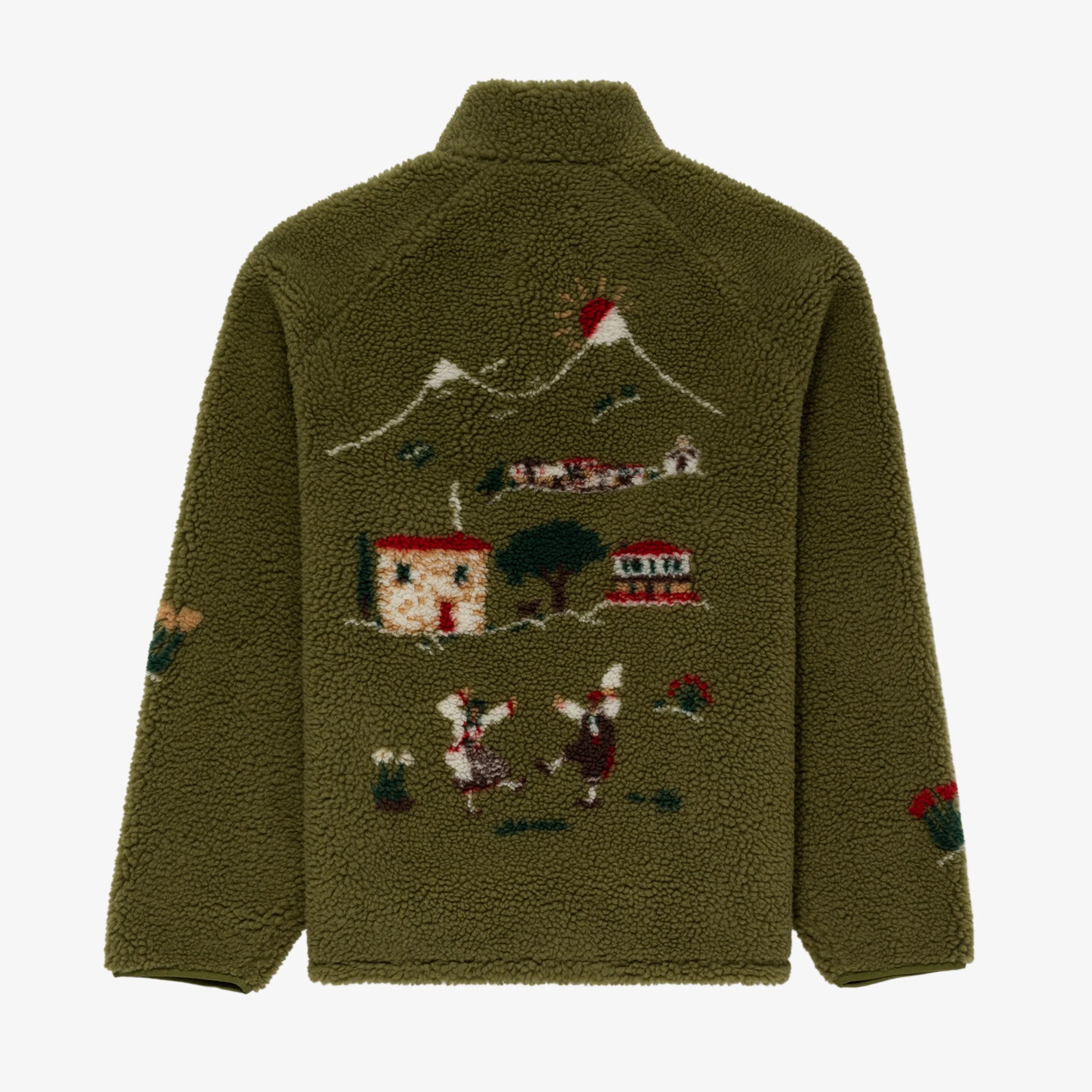 image of Aime Leon Dore Village Fleece Jacket in Olive, Men's (Size Medium)