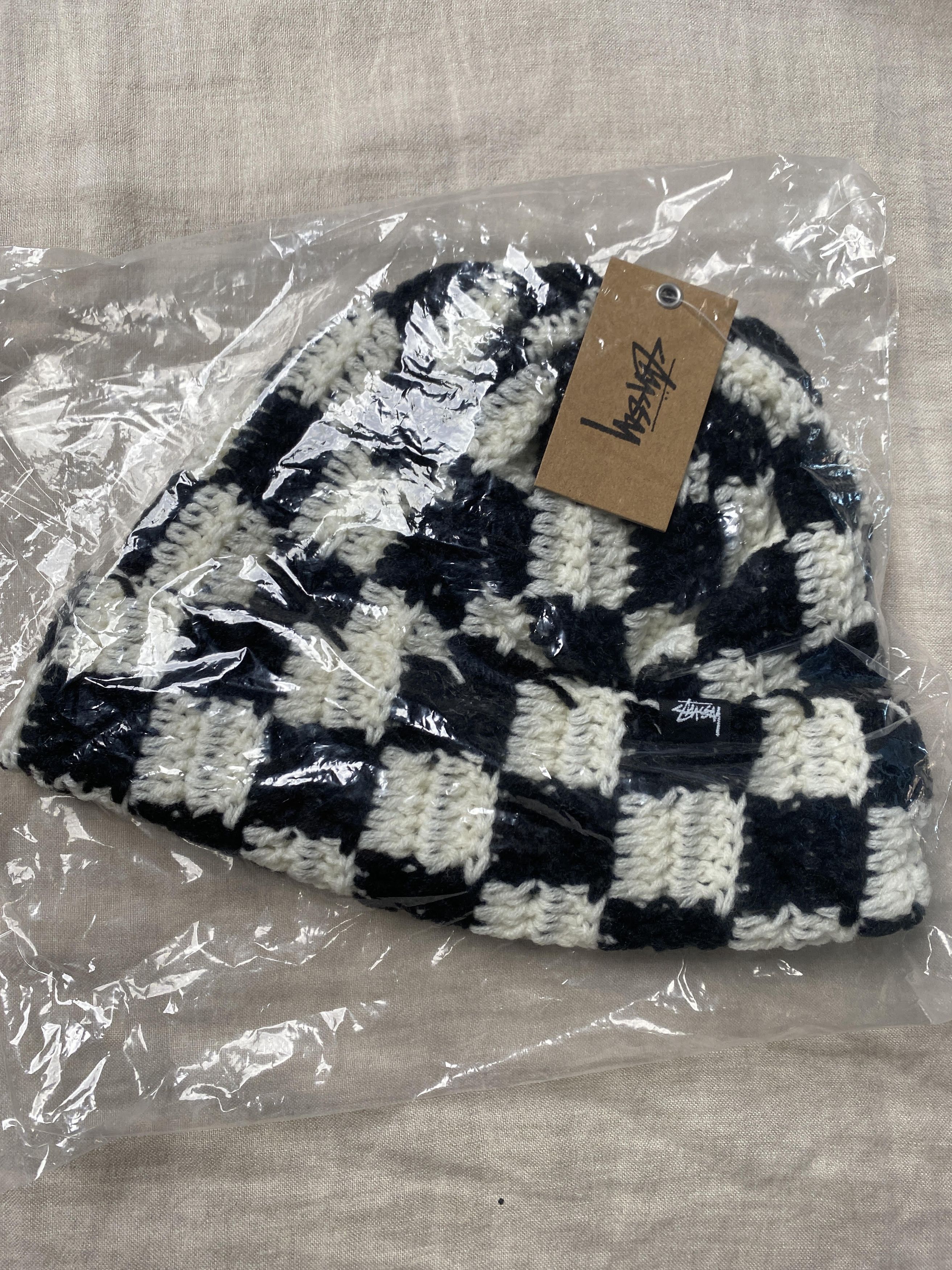 Stussy stussy crochet checker beanie - white/black Size ONE SIZE - 2 Thumbnail