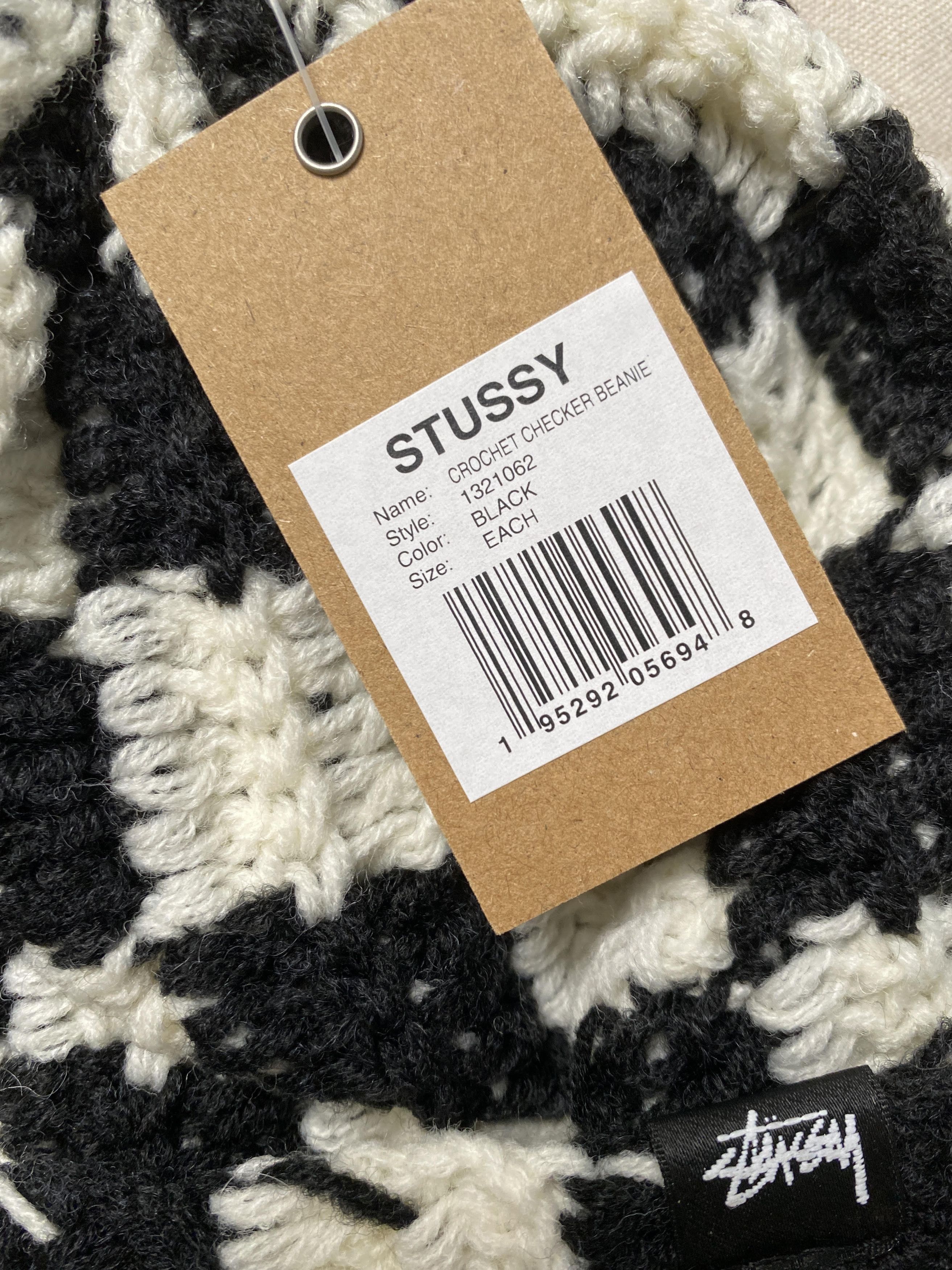 Stussy stussy crochet checker beanie - white/black Size ONE SIZE - 3 Thumbnail