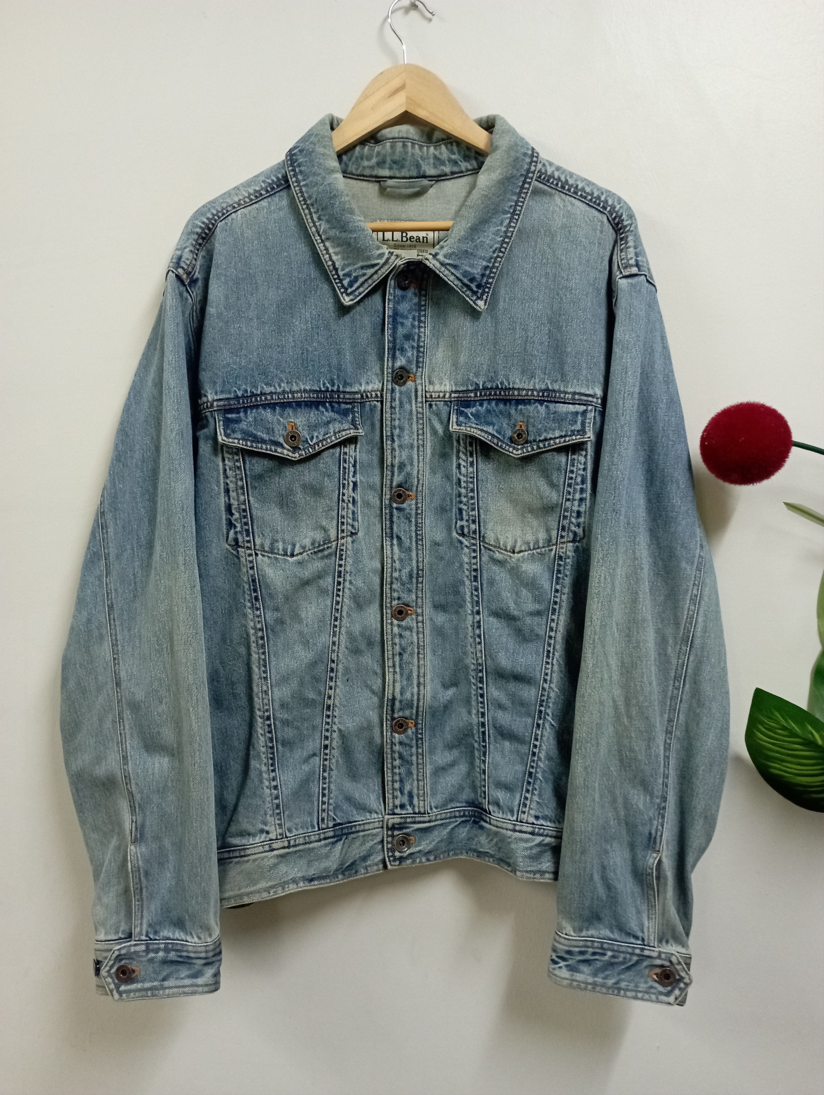 image of Denim Jacket x L L Bean Vintage Denim L.l. Bean Trucker Jacket, Men's (Size XL)