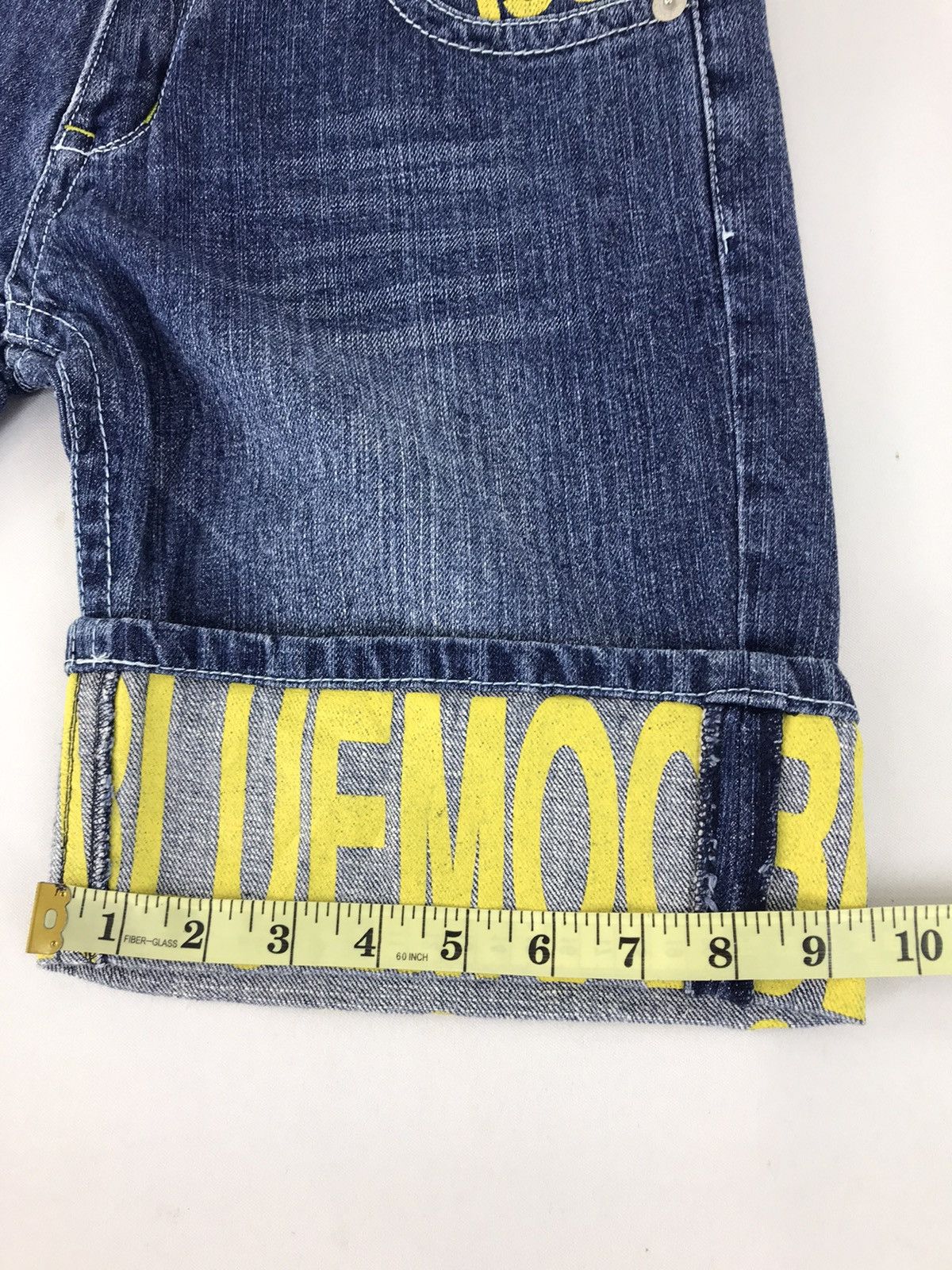 Japanese Brand × Vintage Blue Moon Blue Short Pant Indigo Printed Denim Spell Out Size US 32 / EU 48 - 15 Thumbnail