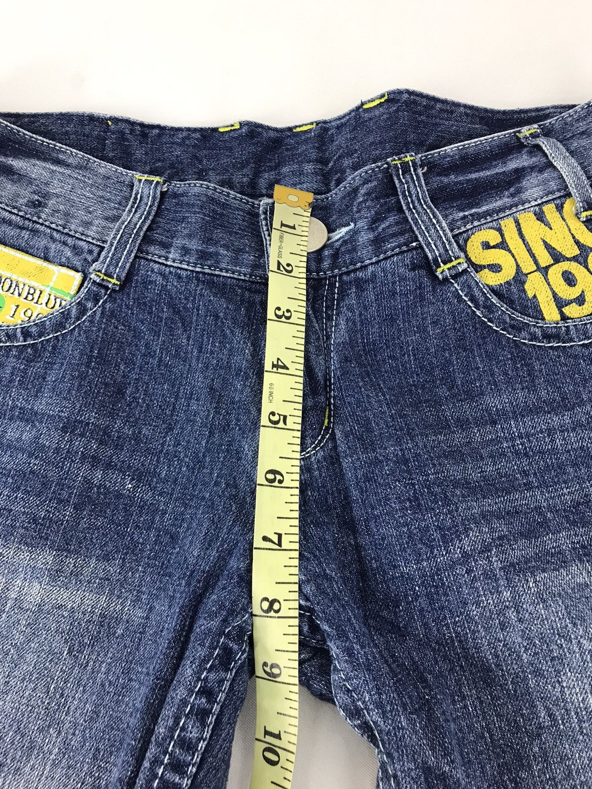 Japanese Brand × Vintage Blue Moon Blue Short Pant Indigo Printed Denim Spell Out Size US 32 / EU 48 - 13 Thumbnail