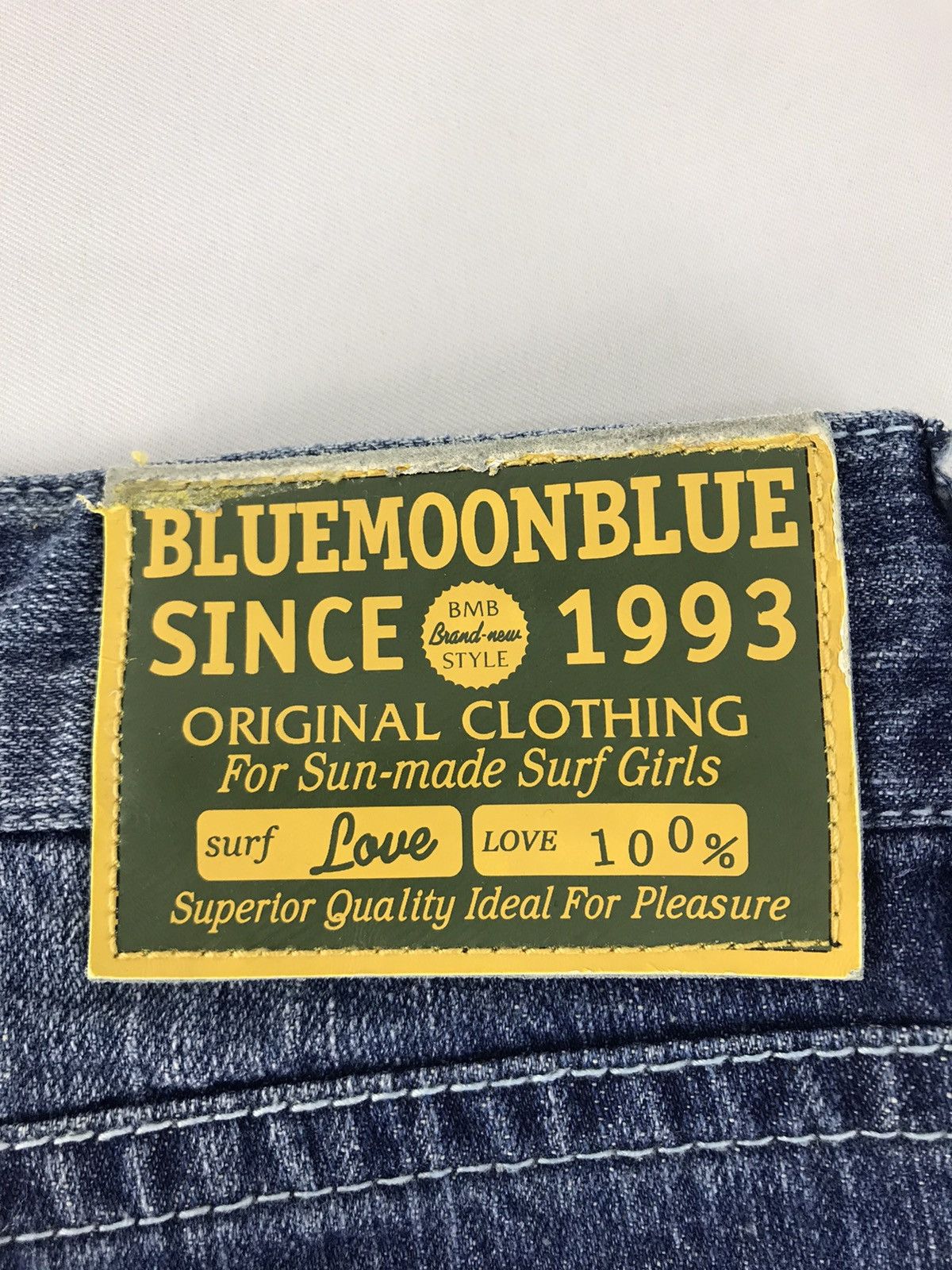 Japanese Brand × Vintage Blue Moon Blue Short Pant Indigo Printed Denim Spell Out Size US 32 / EU 48 - 6 Thumbnail
