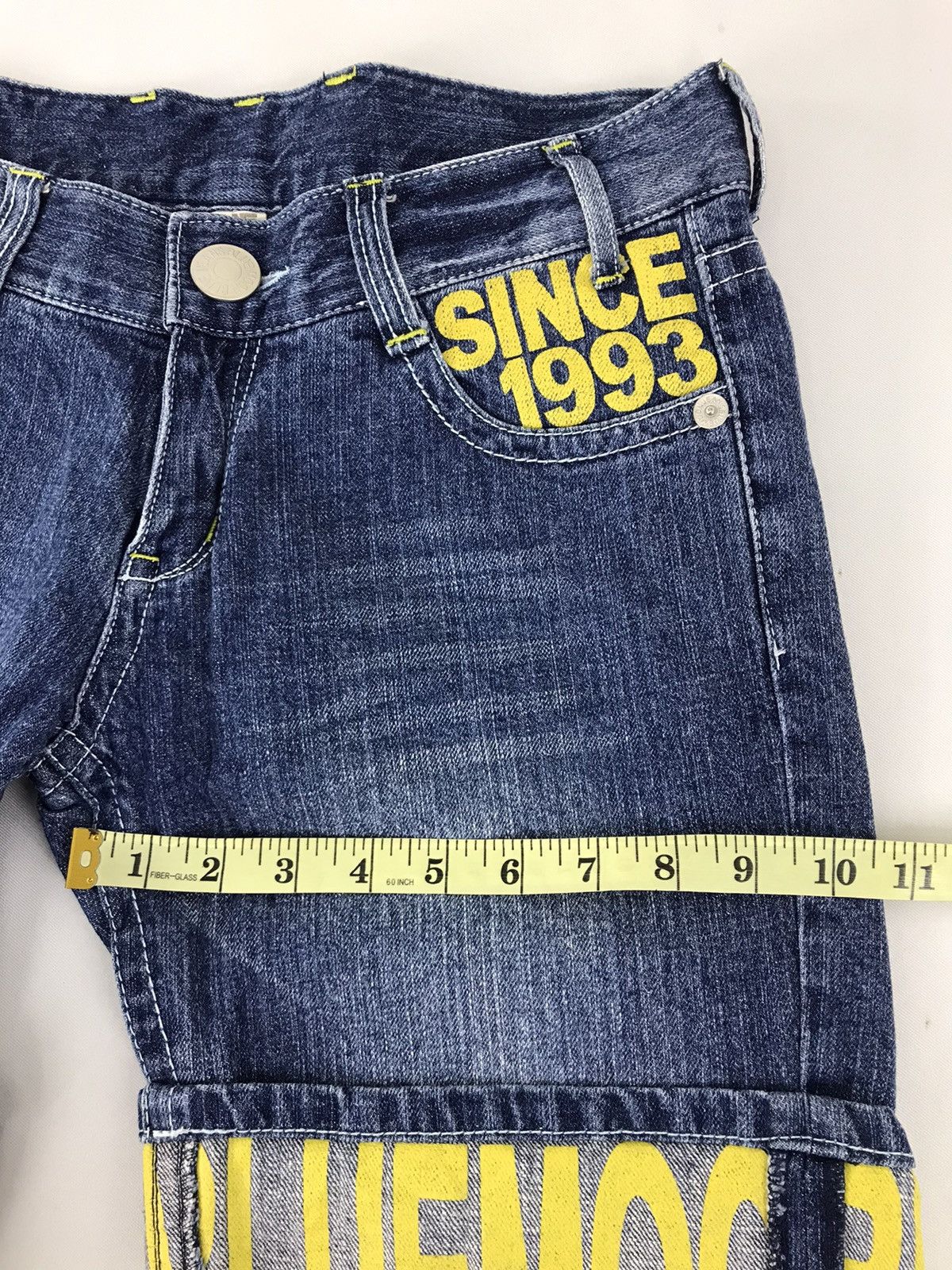 Japanese Brand × Vintage Blue Moon Blue Short Pant Indigo Printed Denim Spell Out Size US 32 / EU 48 - 14 Thumbnail