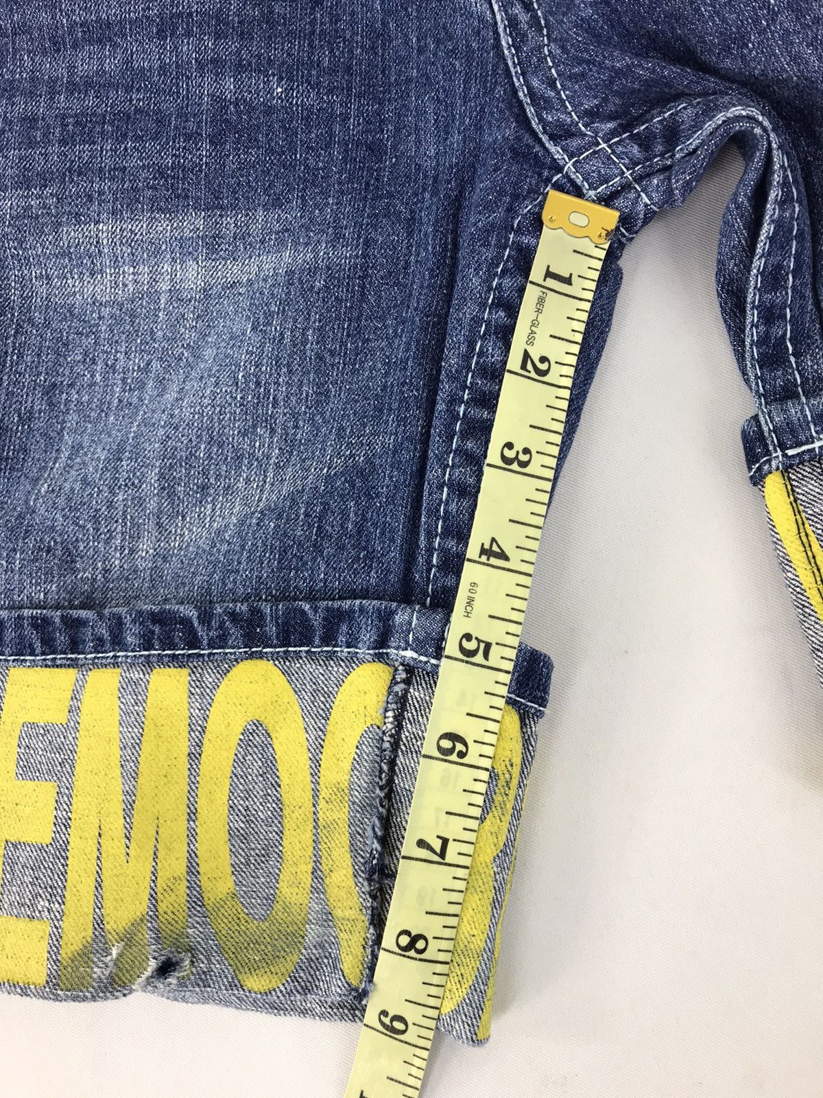 Japanese Brand × Vintage Blue Moon Blue Short Pant Indigo Printed Denim Spell Out Size US 32 / EU 48 - 12 Thumbnail