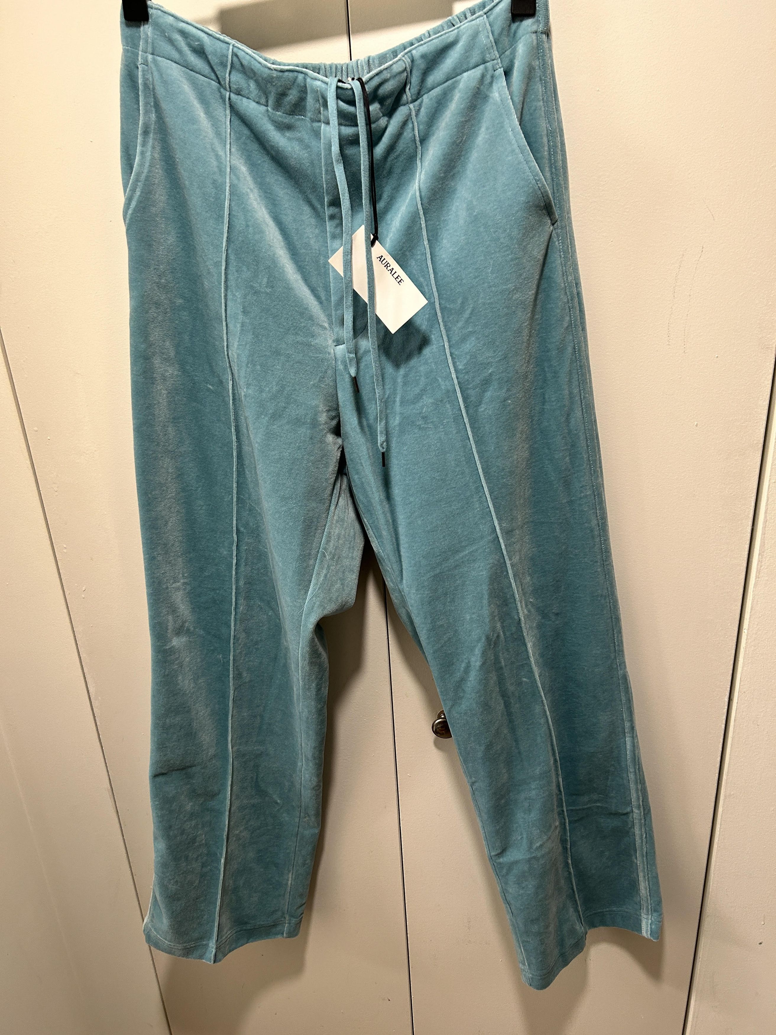 Image of Auralee Cotton Velour Pants Light Blue Size 4 in Teal, Men's