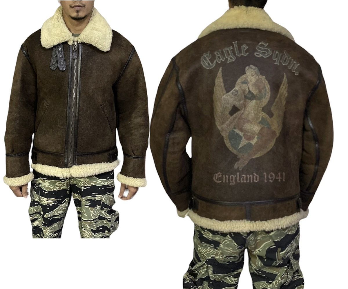 Avirex Eagle Sqdn TYPE B-3 Sheepskin Aviator Bomber Jacket Size US M / EU 48-50 / 2 - 1 Thumbnail