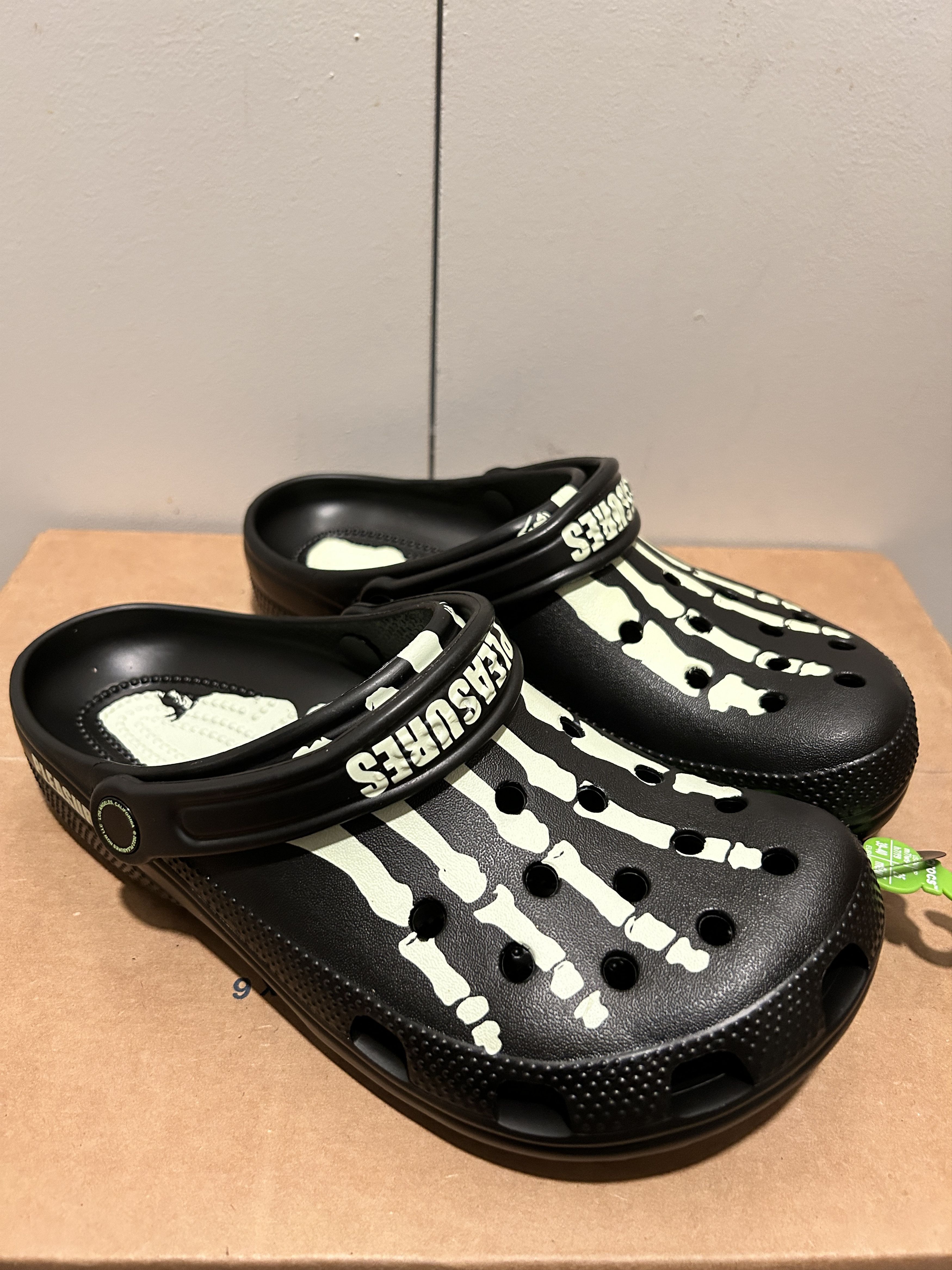 image of Crocs Classic Clog Pleasures Skeleton Black Glow 2022 Shoes, Men's (Size 9)
