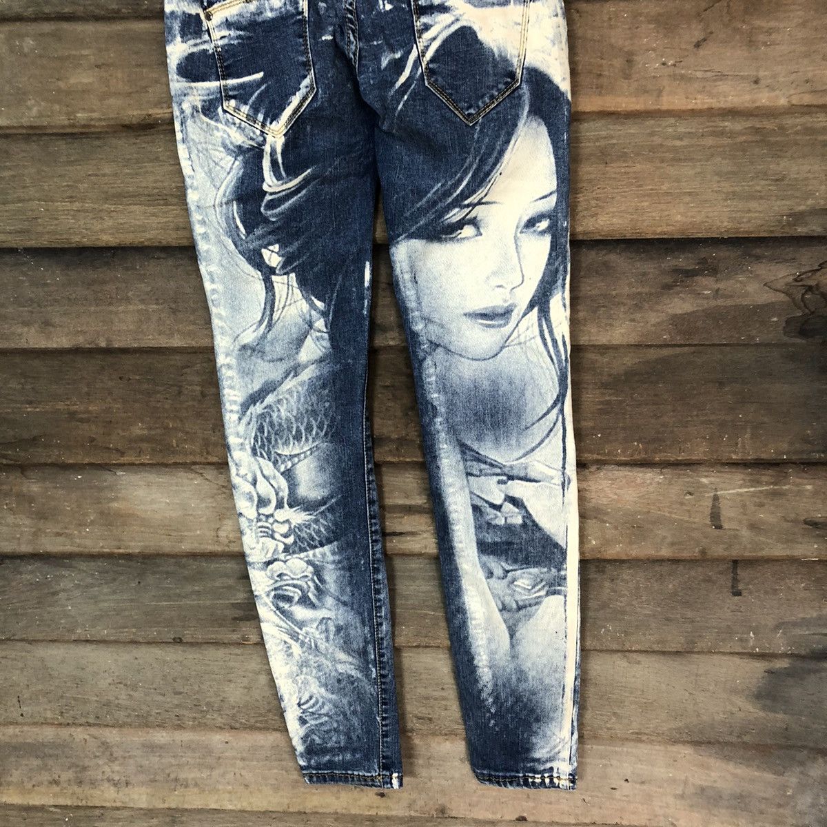 Japanese Brand DL Japanese print woman japan Distressed Denim Pants #5737 Size 25" / US 0 / IT 36 - 11 Thumbnail