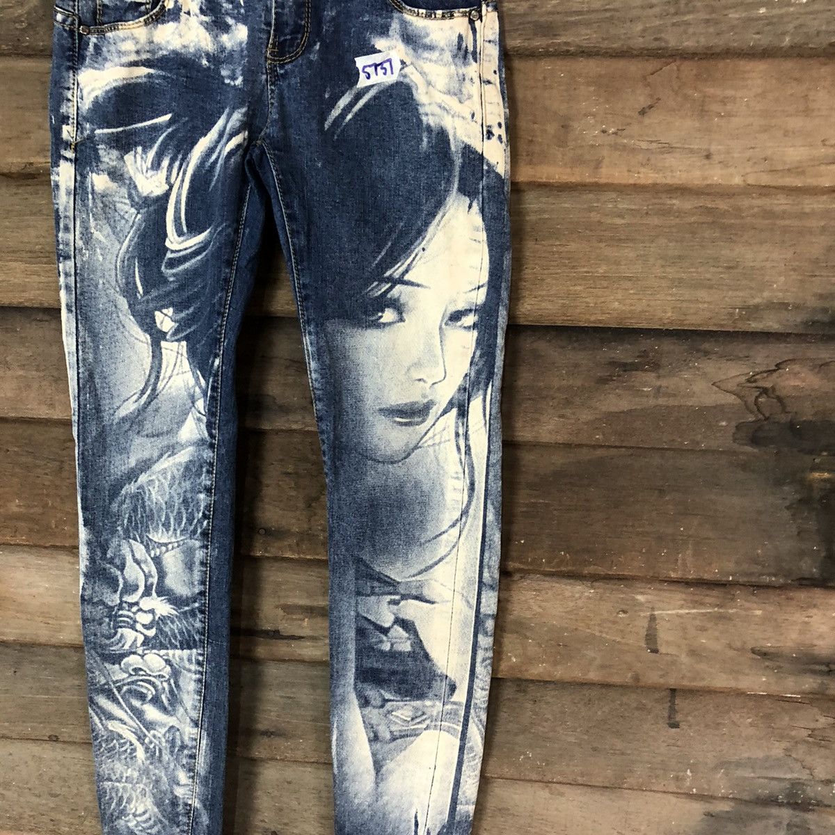 Japanese Brand DL Japanese print woman japan Distressed Denim Pants #5737 Size 25" / US 0 / IT 36 - 7 Thumbnail