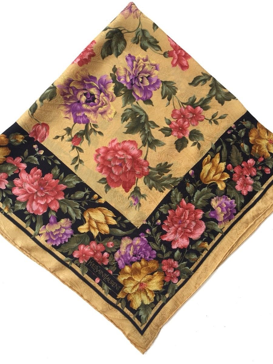 Yves Saint Laurent GRAILED🔥YSL Foulards Floral Jacquard Silk Scarves Size ONE SIZE - 1 Thumbnail