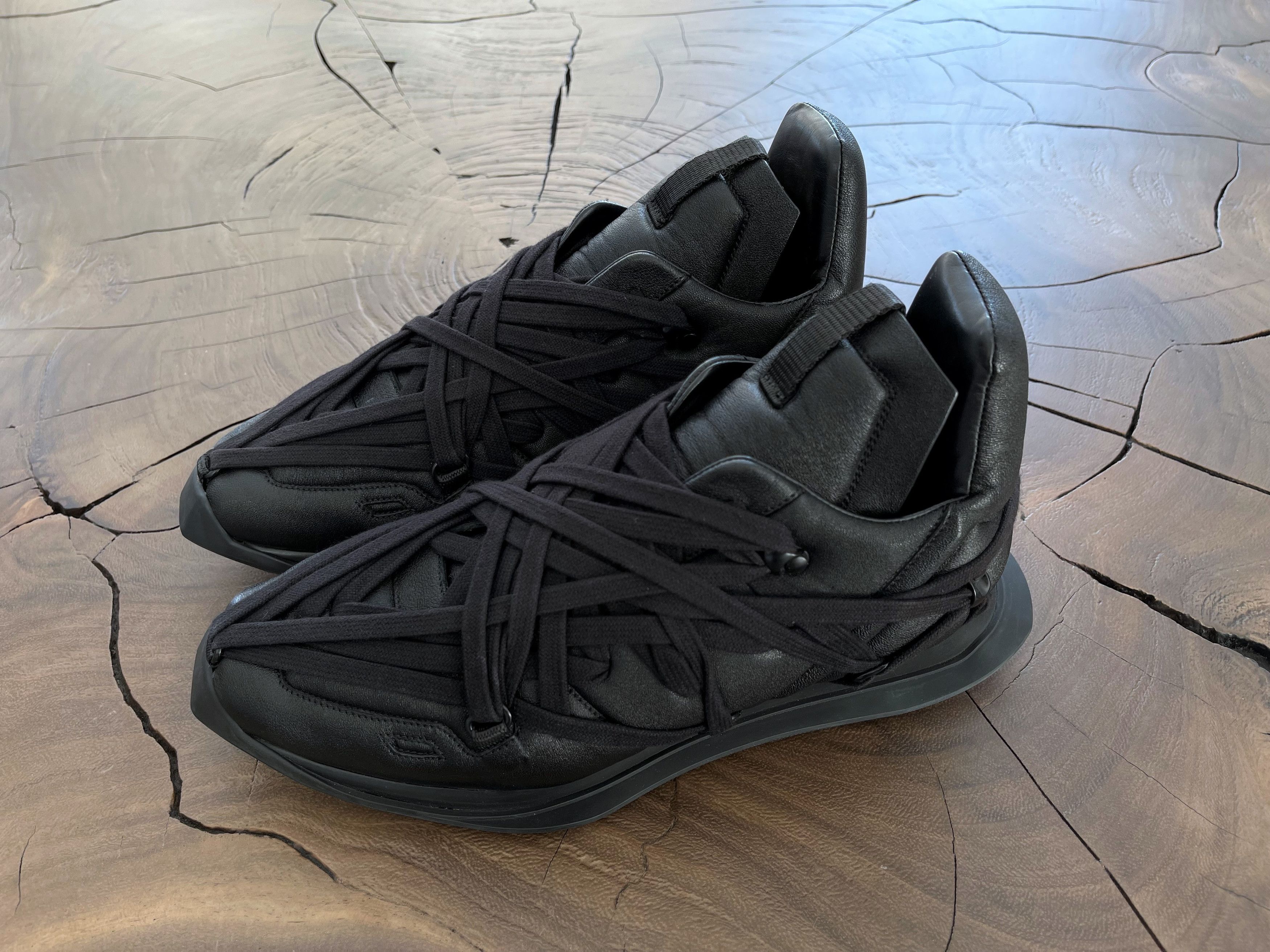 image of Rick Owens Eu41 Sample Black Maximal Lamb Leather Runner Ss20 Shoes, Men's (Size 8)