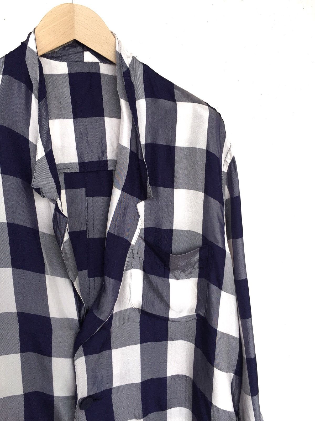 Yohji Yamamoto GRAIL🔥80s Yohji Yamamoto Rayon Check O/S Jacket Size US XL / EU 56 / 4 - 4 Thumbnail