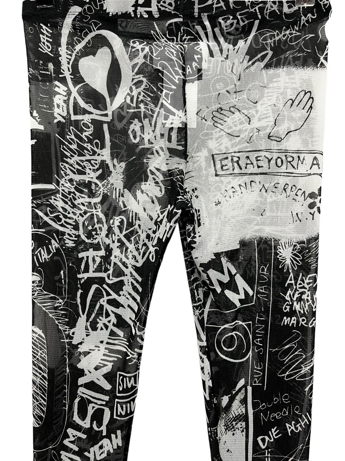 image of Maison Margiela Sexy Hollow Out Mesh See Through Tight Pants in Black/white, Women's (Size 28)