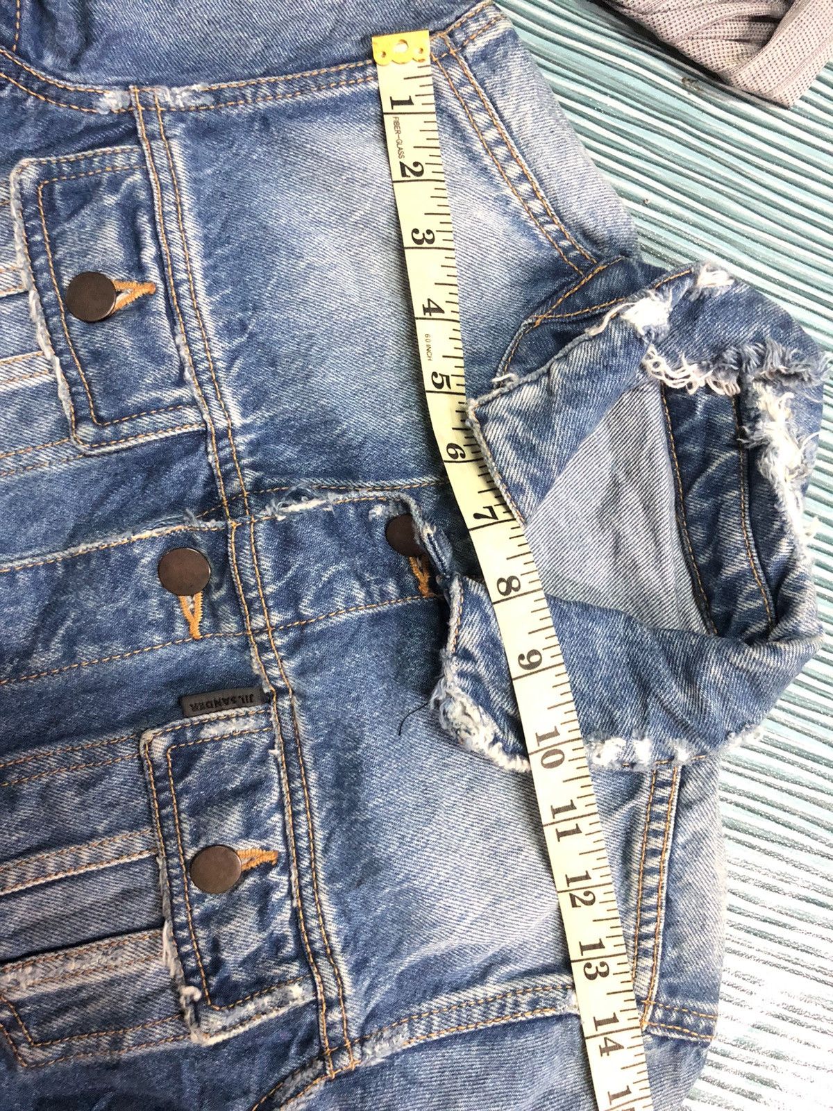 Designer × Jil Sander JIL SANDER SAMPLE DISSTRESSED DENIM JACKET Size US XS / EU 42 / 0 - 10 Thumbnail