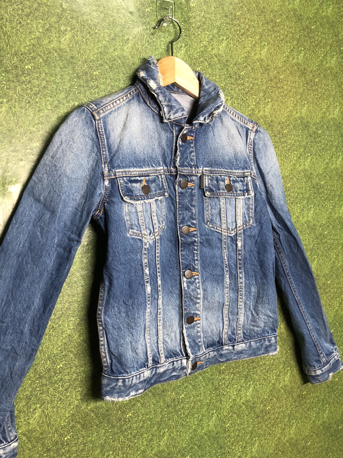 Designer × Jil Sander JIL SANDER SAMPLE DISSTRESSED DENIM JACKET Size US XS / EU 42 / 0 - 2 Thumbnail