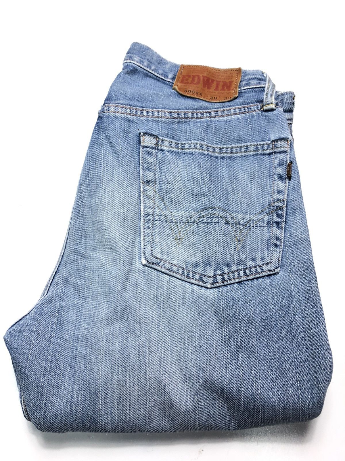 Edwin × Vintage VINTAGE EDWIN 505xx SELVEDGE BLUE WASH DISTRESSED DENIM Size US 29 - 18 Thumbnail