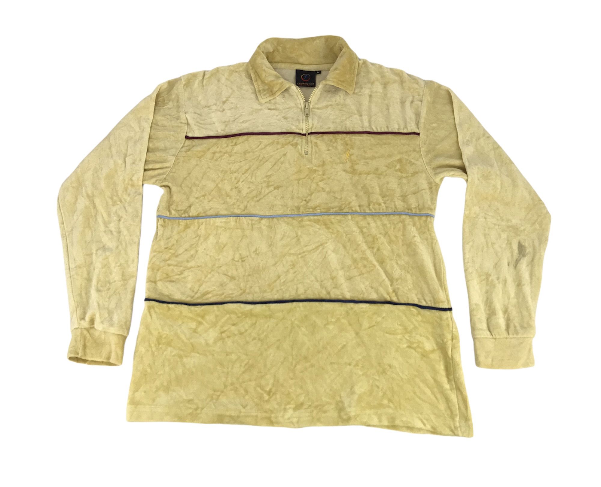 image of Vintage Lightning Bolt Hawaii Surf Embroidery Fleece Polo, Men's (Size Medium)
