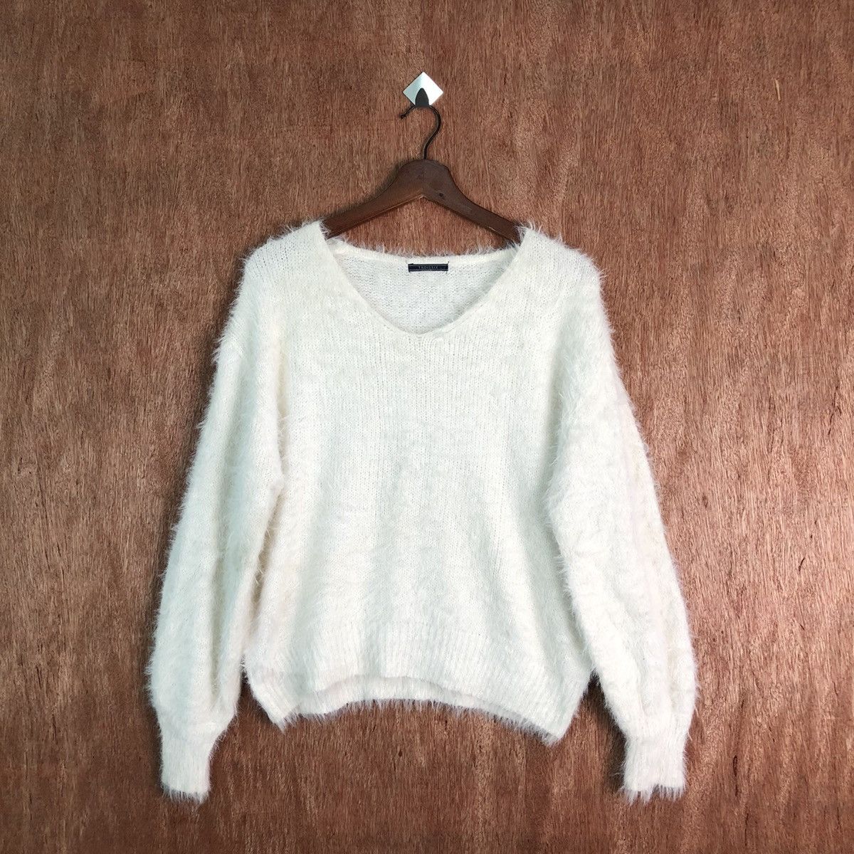 Homespun Knitwear Troissix White Shag Shaggy Fur Mohair Knitwear #6565 Size US M / EU 48-50 / 2 - 1 Thumbnail