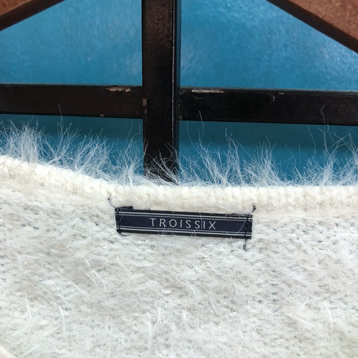 Homespun Knitwear Troissix White Shag Shaggy Fur Mohair Knitwear #6565 Size US M / EU 48-50 / 2 - 9 Thumbnail