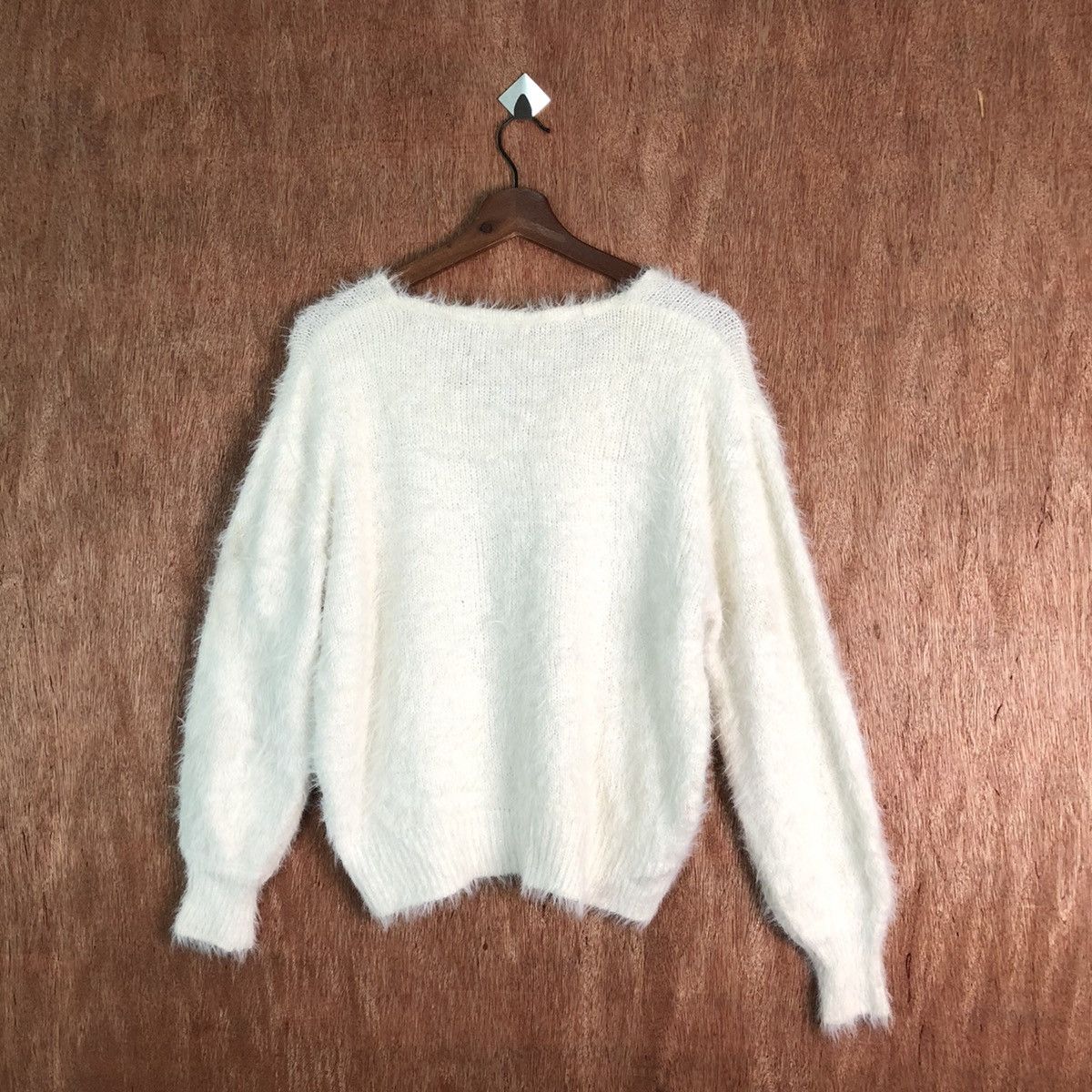 Homespun Knitwear Troissix White Shag Shaggy Fur Mohair Knitwear #6565 Size US M / EU 48-50 / 2 - 6 Thumbnail