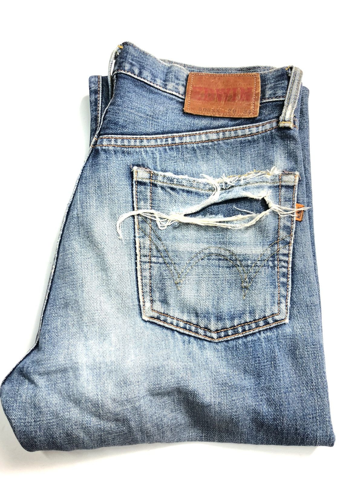 Edwin × Vintage VINTAGE SELVEDGE EDWIN DISTRESSED BLUE WASH DENIM Size US 29 - 20 Thumbnail