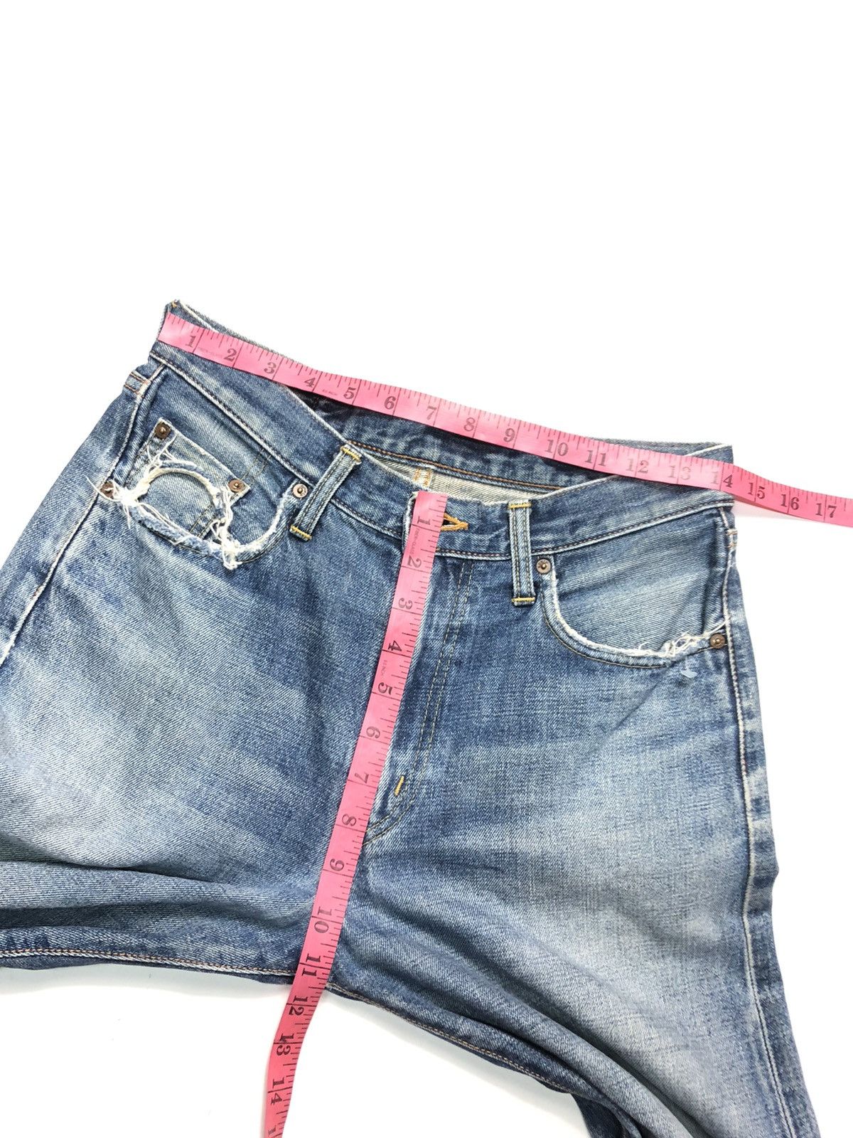 Edwin × Vintage VINTAGE SELVEDGE EDWIN DISTRESSED BLUE WASH DENIM Size US 29 - 17 Thumbnail