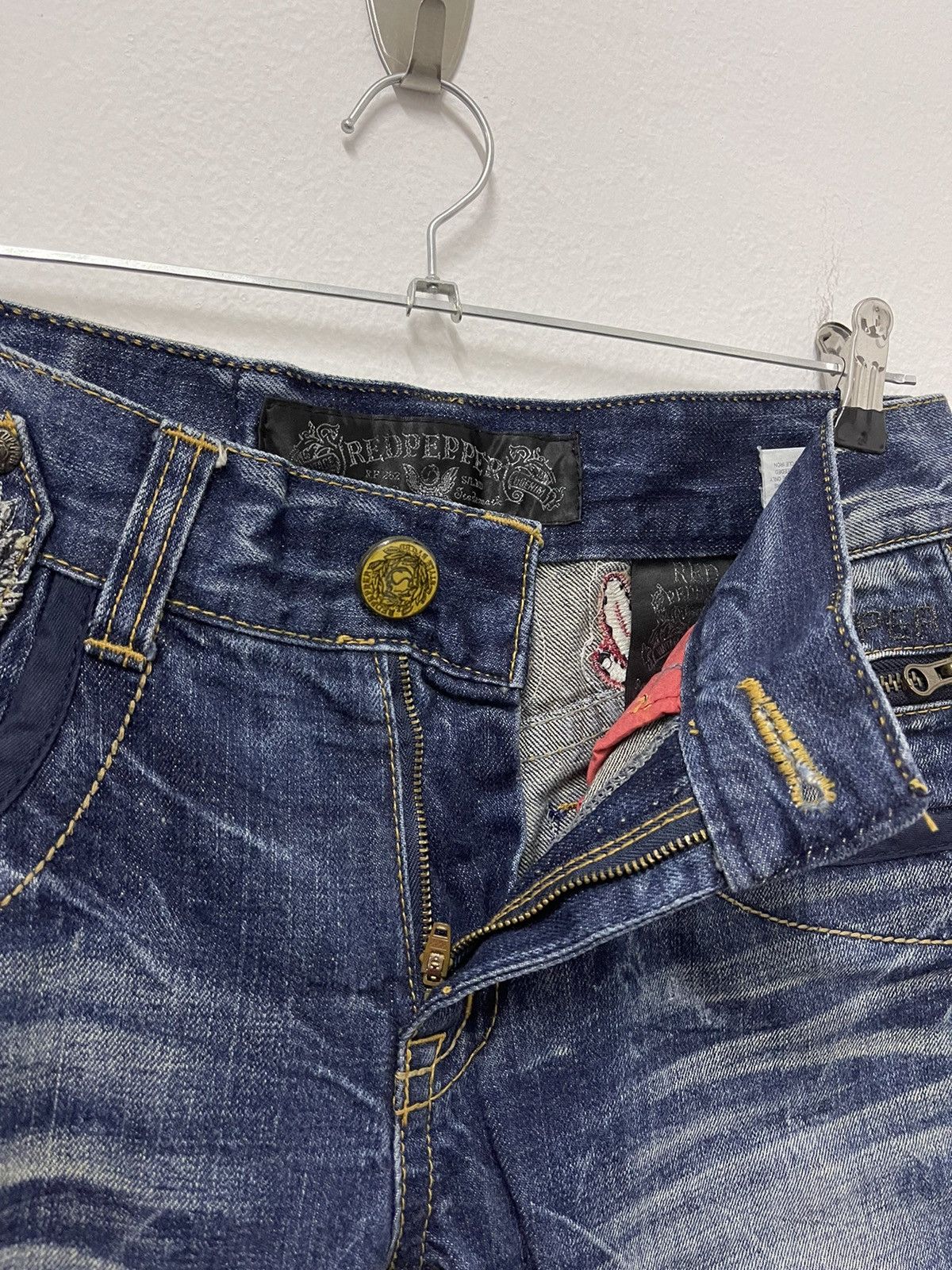 Japanese Brand × Vintage Vintage Redpepper Double Flag Distressed Jeans Size US 31 - 13 Thumbnail