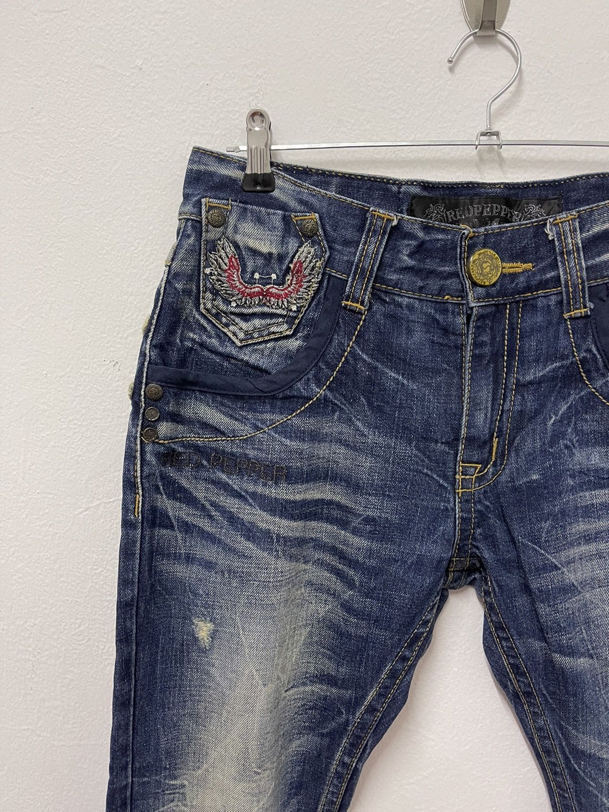 Japanese Brand × Vintage Vintage Redpepper Double Flag Distressed Jeans Size US 31 - 10 Thumbnail