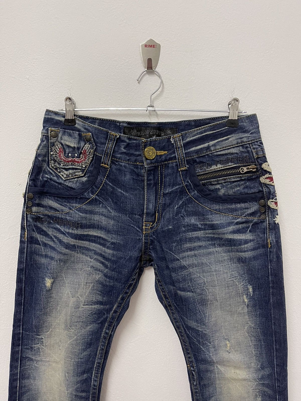 Japanese Brand × Vintage Vintage Redpepper Double Flag Distressed Jeans Size US 31 - 8 Thumbnail