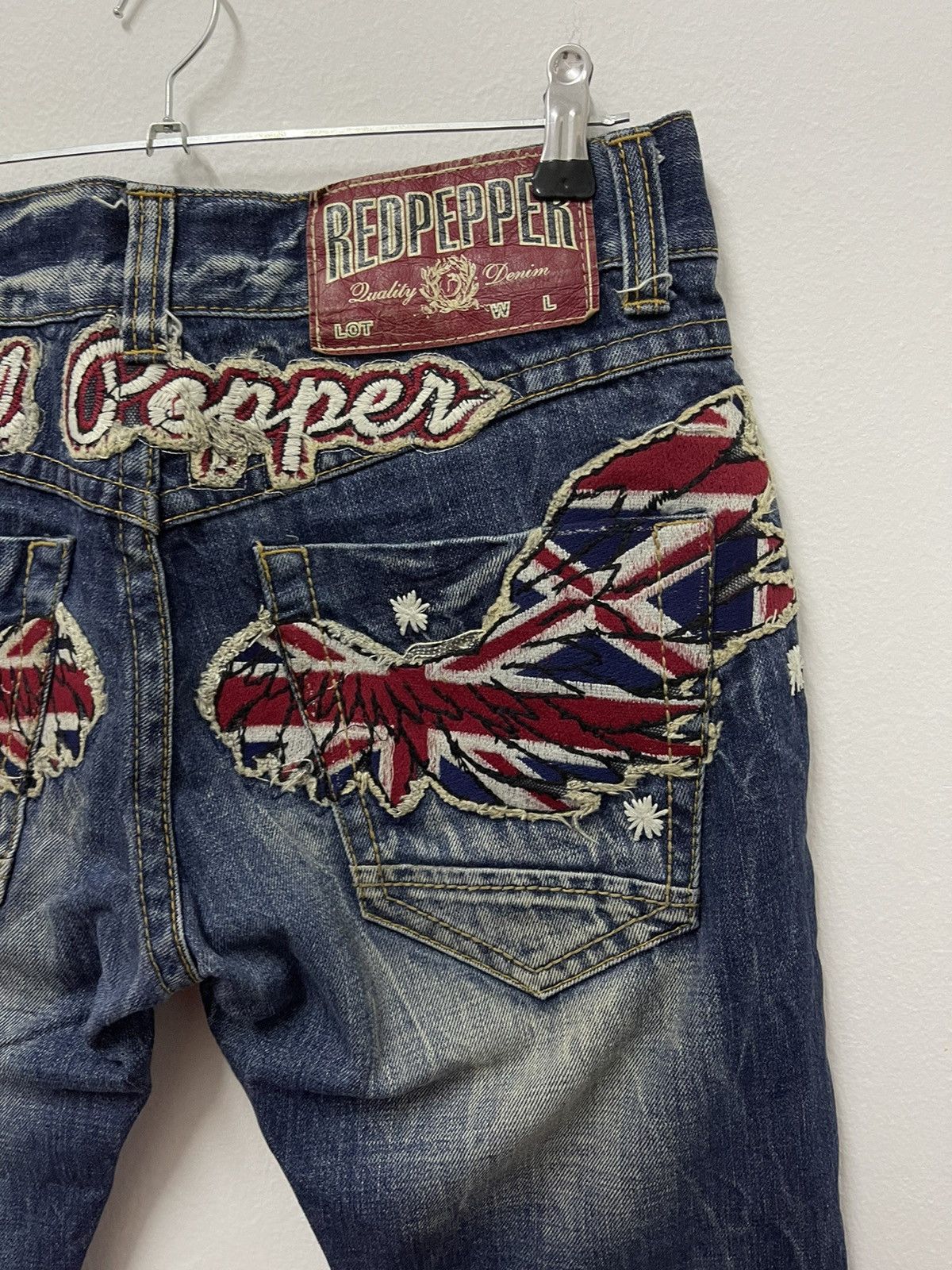 Japanese Brand × Vintage Vintage Redpepper Double Flag Distressed Jeans Size US 31 - 5 Thumbnail
