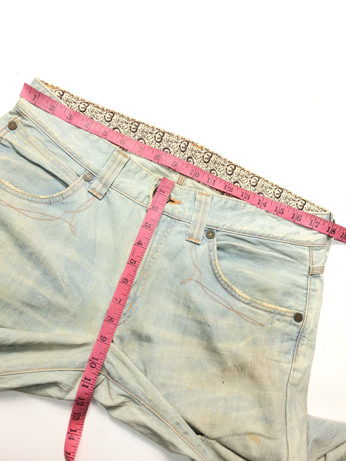Edwin × Vintage VINTAGE EDWIN BLUE TRIP LIGHT BLUE WASH DISTRESSED DENIM Size US 35 - 16 Thumbnail