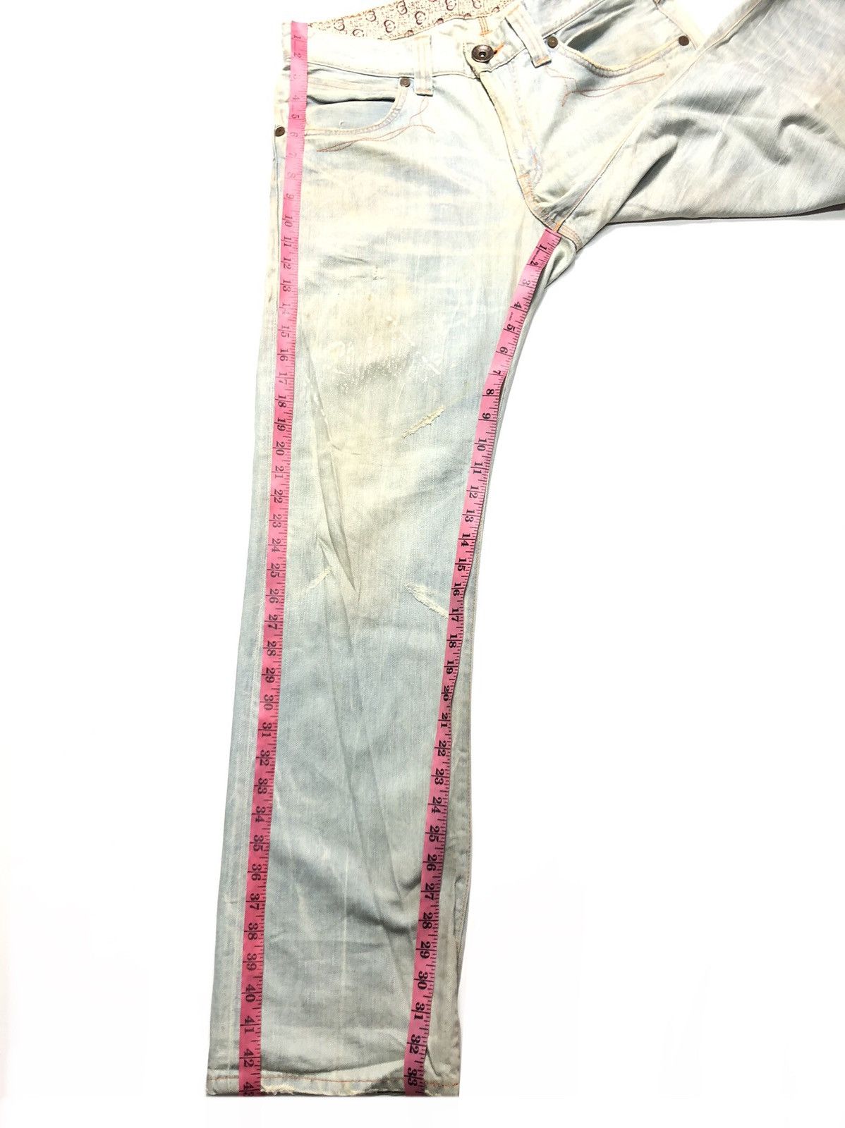 Edwin × Vintage VINTAGE EDWIN BLUE TRIP LIGHT BLUE WASH DISTRESSED DENIM Size US 35 - 17 Thumbnail