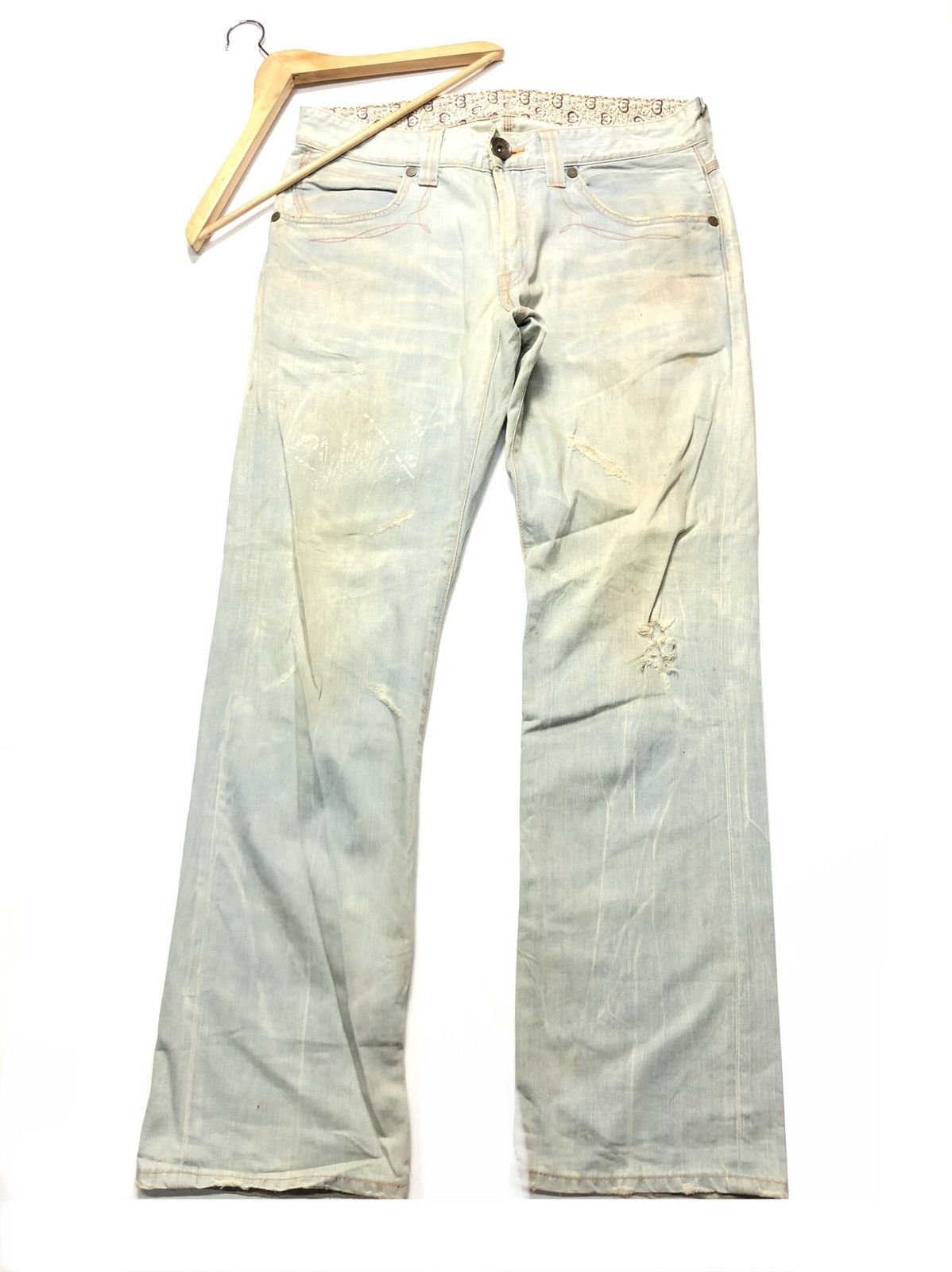 Edwin × Vintage VINTAGE EDWIN BLUE TRIP LIGHT BLUE WASH DISTRESSED DENIM Size US 35 - 7 Thumbnail