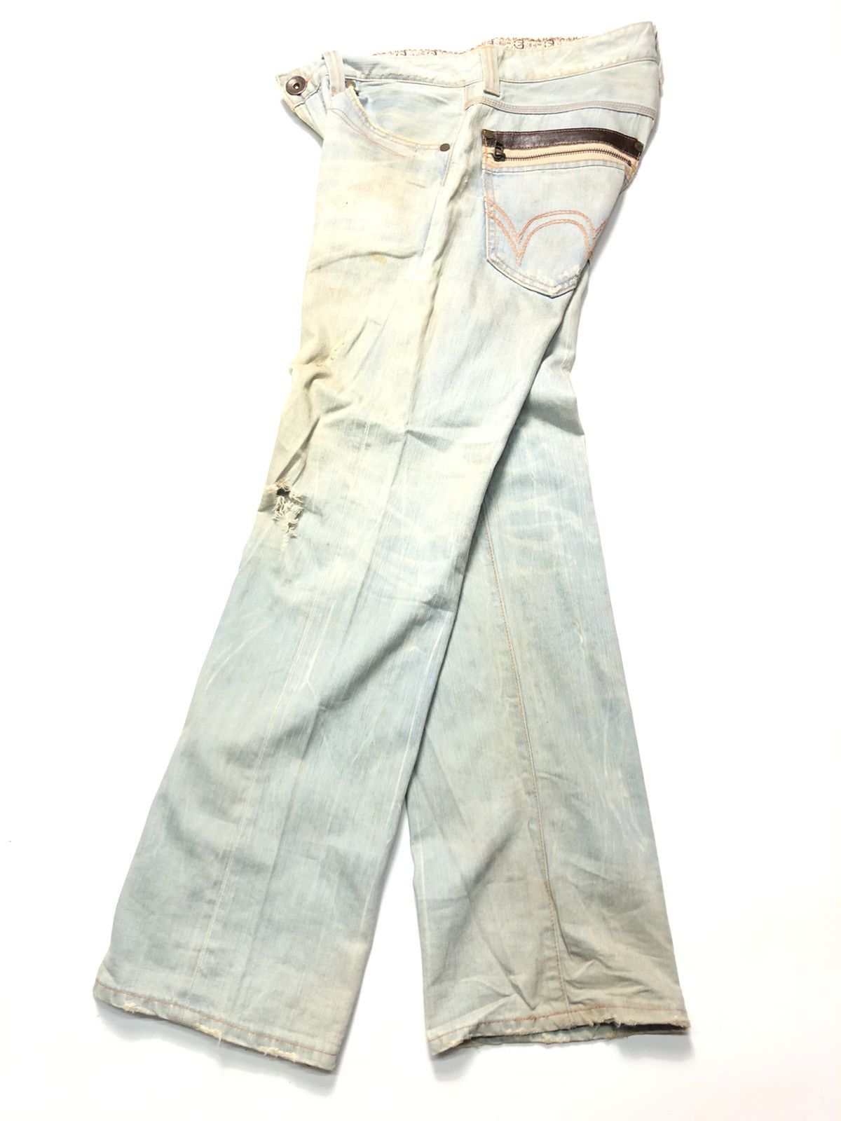 Edwin × Vintage VINTAGE EDWIN BLUE TRIP LIGHT BLUE WASH DISTRESSED DENIM Size US 35 - 14 Thumbnail
