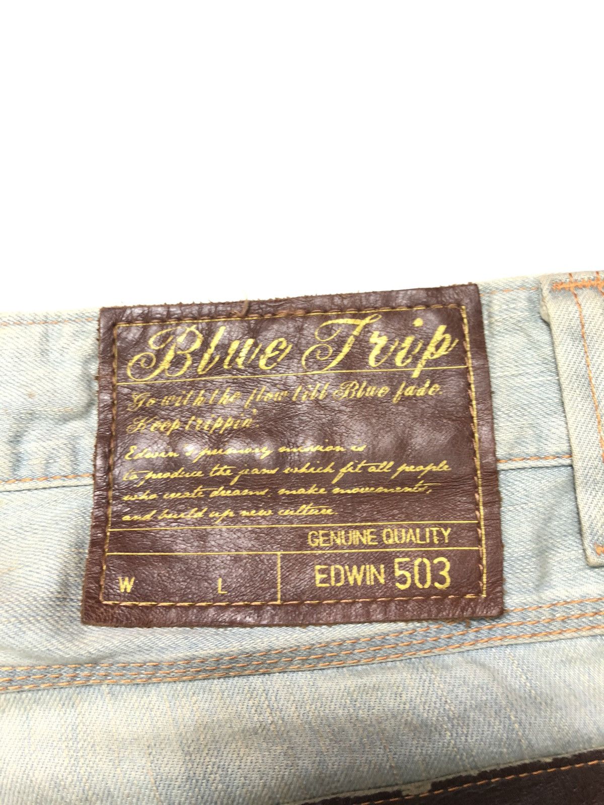 Edwin × Vintage VINTAGE EDWIN BLUE TRIP LIGHT BLUE WASH DISTRESSED DENIM Size US 35 - 6 Thumbnail