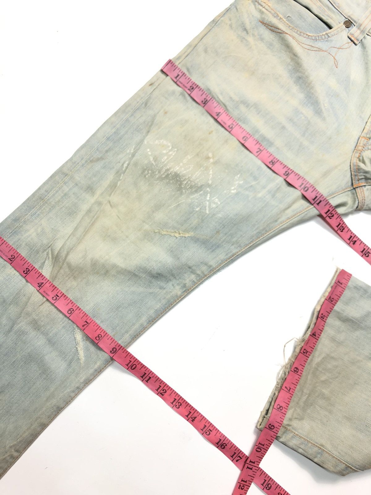 Edwin × Vintage VINTAGE EDWIN BLUE TRIP LIGHT BLUE WASH DISTRESSED DENIM Size US 35 - 18 Thumbnail