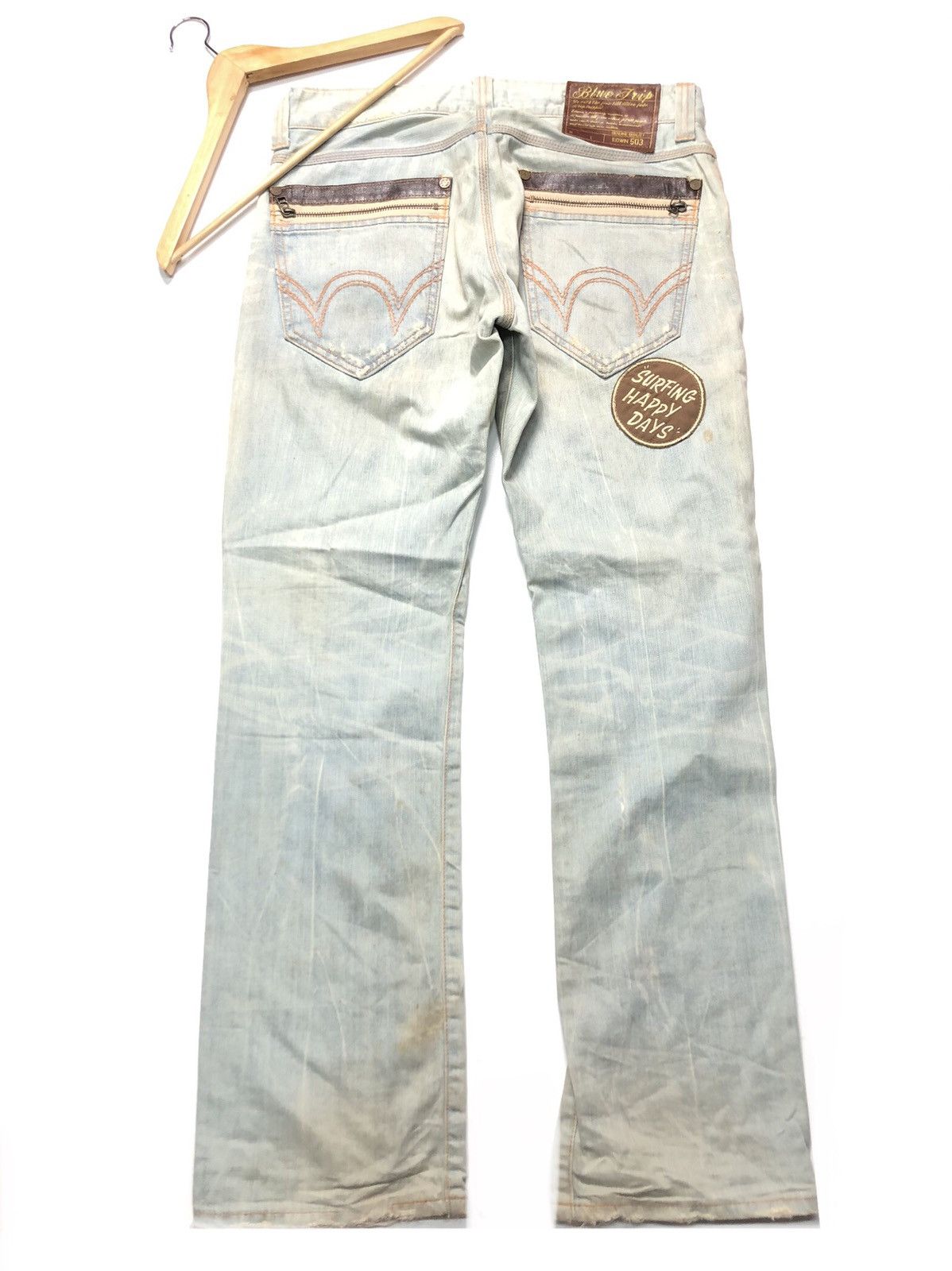 Edwin × Vintage VINTAGE EDWIN BLUE TRIP LIGHT BLUE WASH DISTRESSED DENIM Size US 35 - 2 Thumbnail
