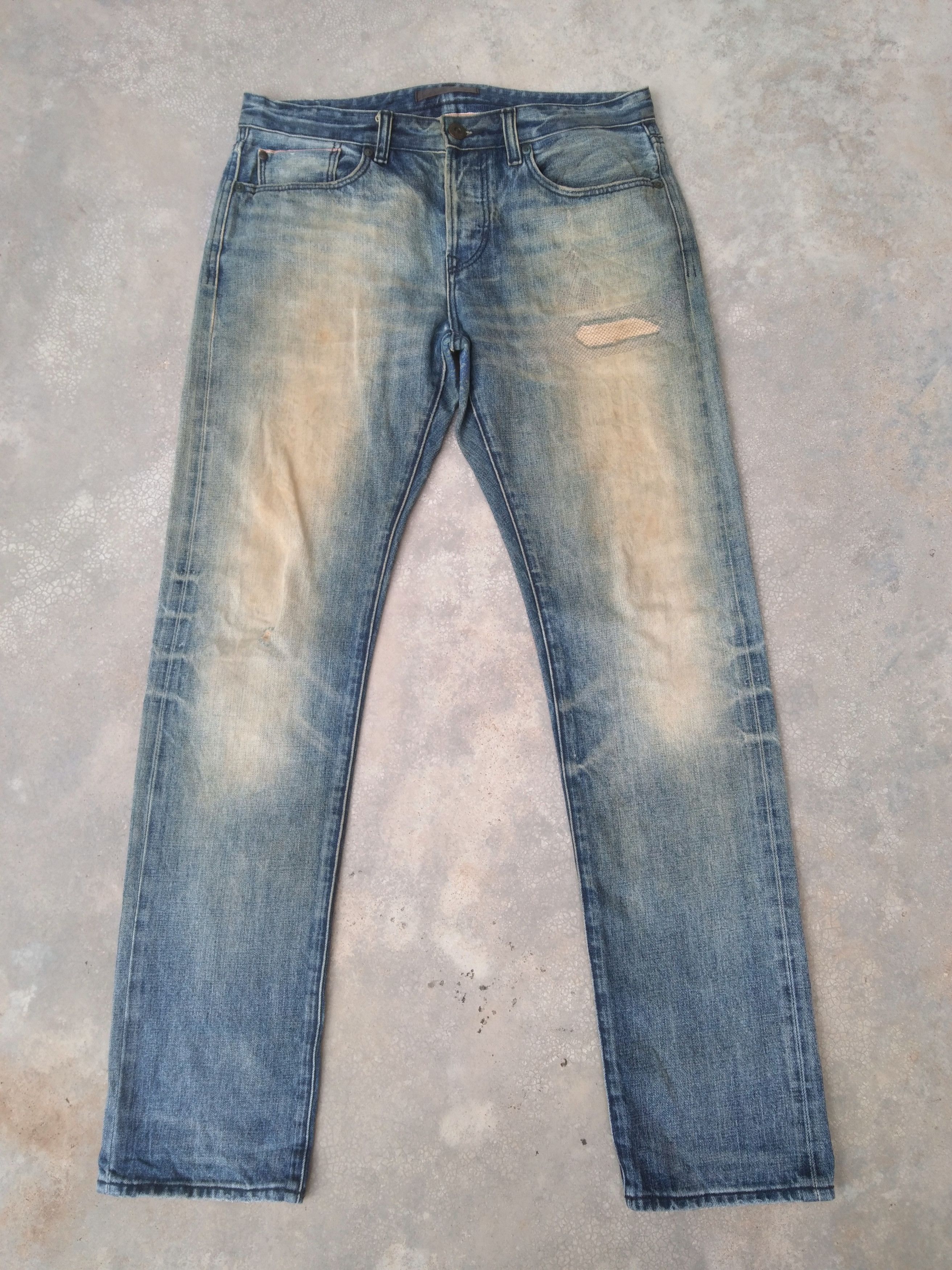 image of Distressed Denim x Jean Banana Republic Mudwash Redline Selvedge Distressed Jeans in Blue (Size 32)