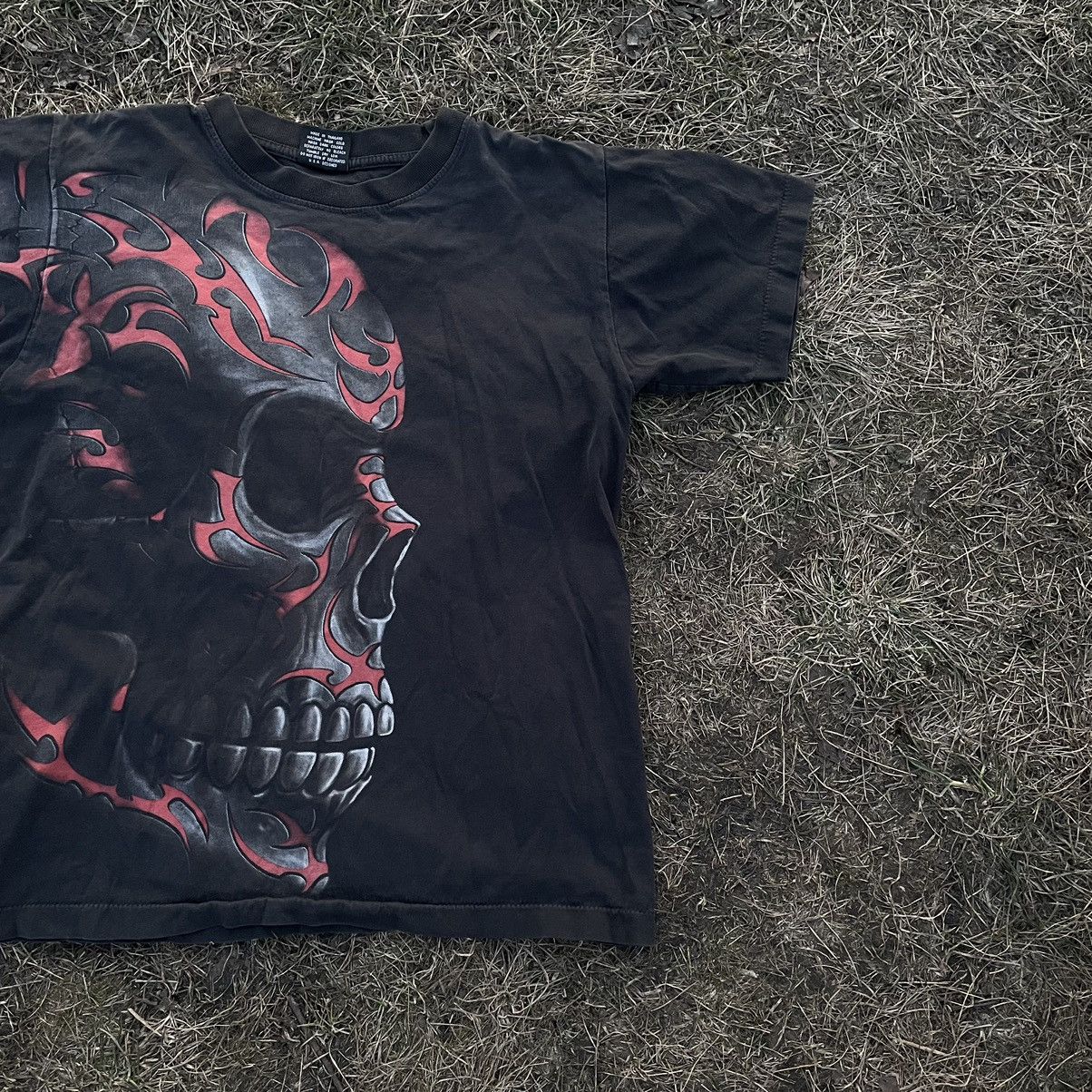 Vintage Vintage 90s Faded Black Skull Graphic Tee Grunge Oversized M Size US M / EU 48-50 / 2 - 3 Thumbnail