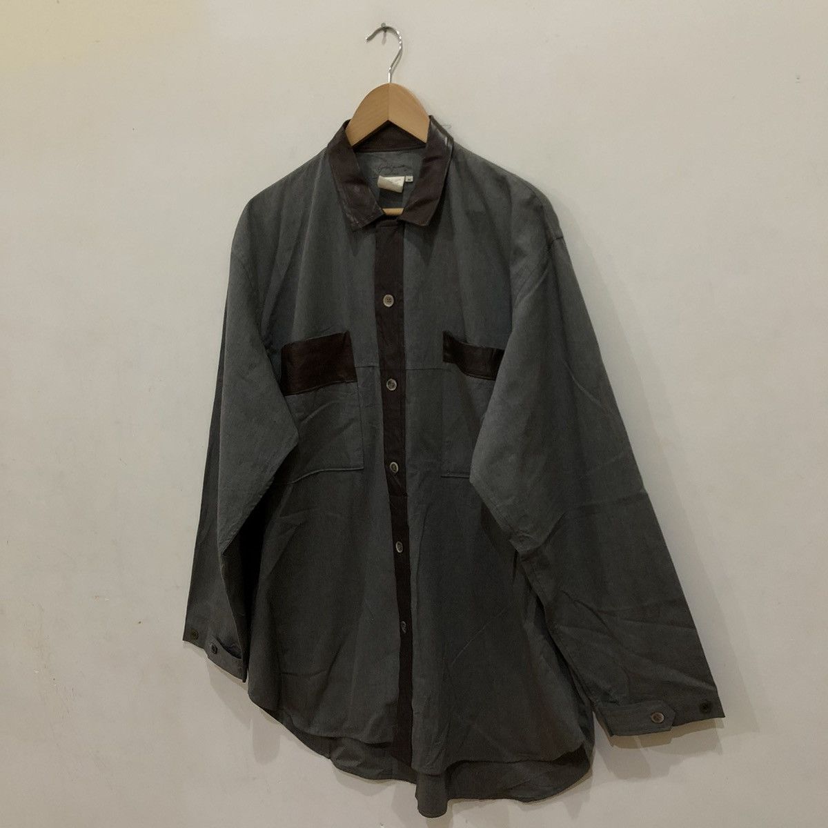 Yohji Yamamoto 🔥Yohji Yamamoto Pour Homme Shirt Jacket Leather Parts Size US M / EU 48-50 / 2 - 3 Thumbnail