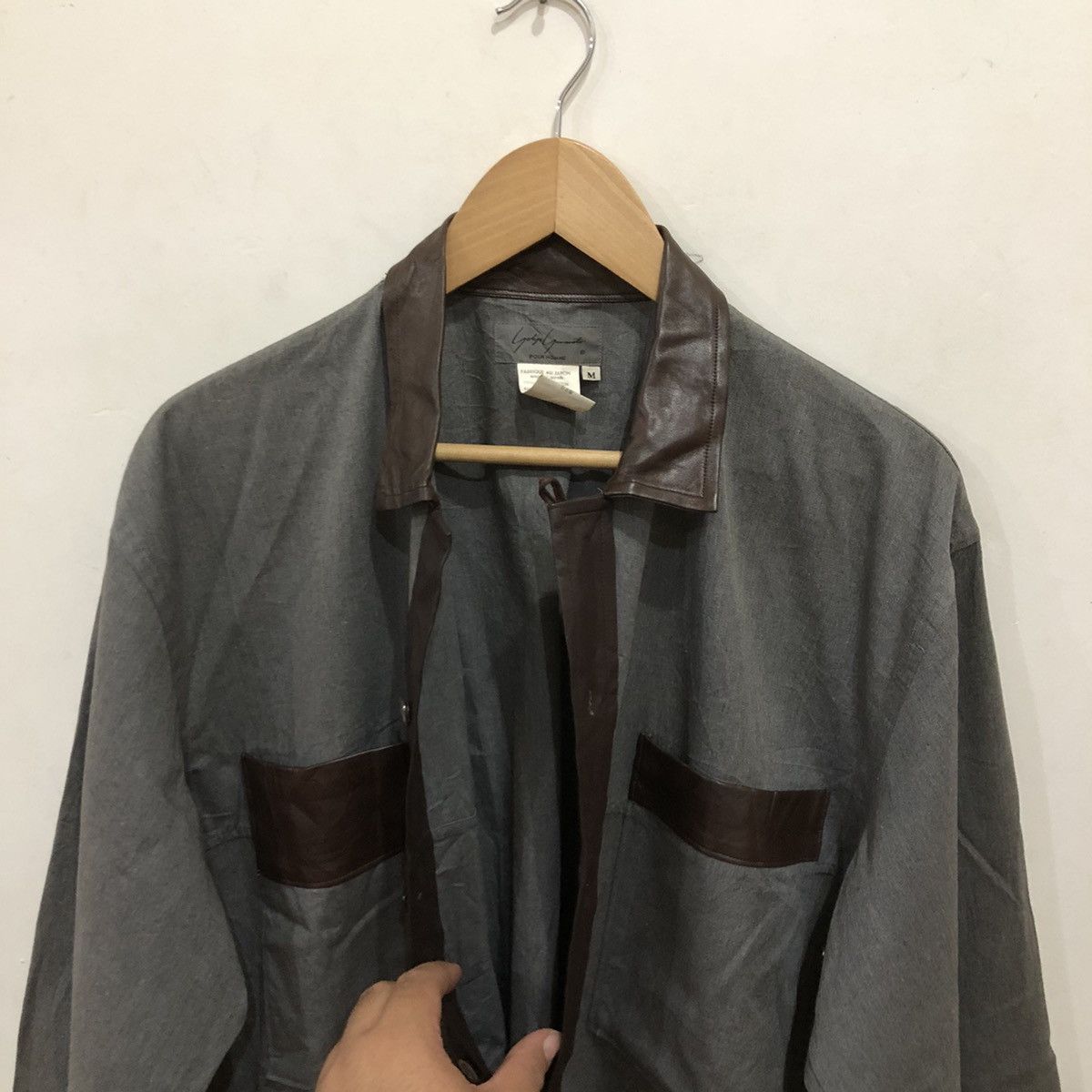 Yohji Yamamoto 🔥Yohji Yamamoto Pour Homme Shirt Jacket Leather Parts Size US M / EU 48-50 / 2 - 9 Thumbnail