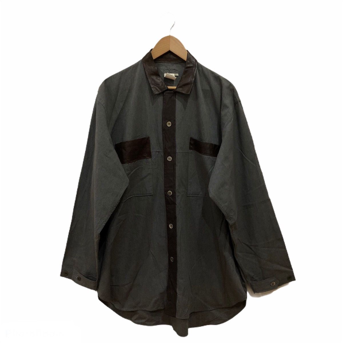 Yohji Yamamoto 🔥Yohji Yamamoto Pour Homme Shirt Jacket Leather Parts Size US M / EU 48-50 / 2 - 1 Thumbnail